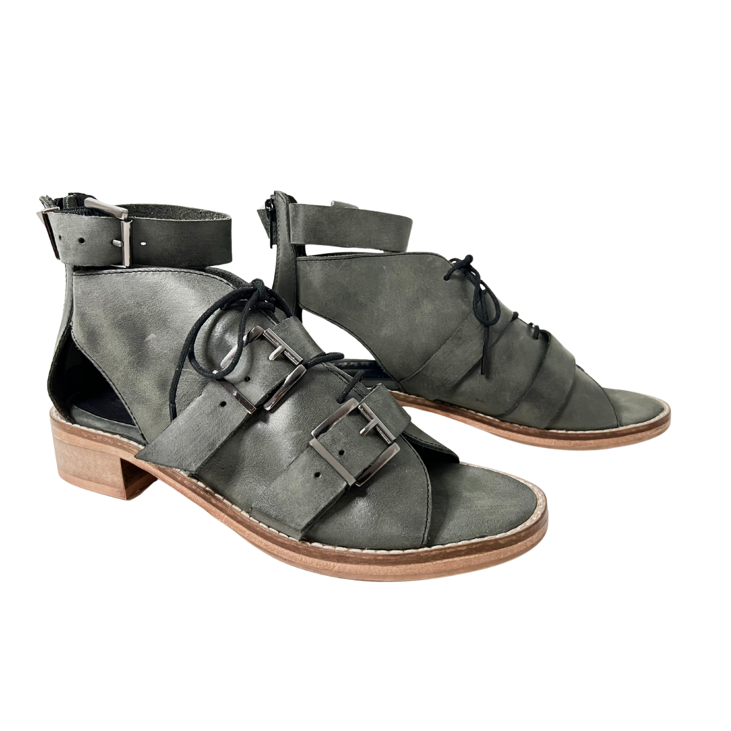 oobash ladies black block heel lace up sandal
