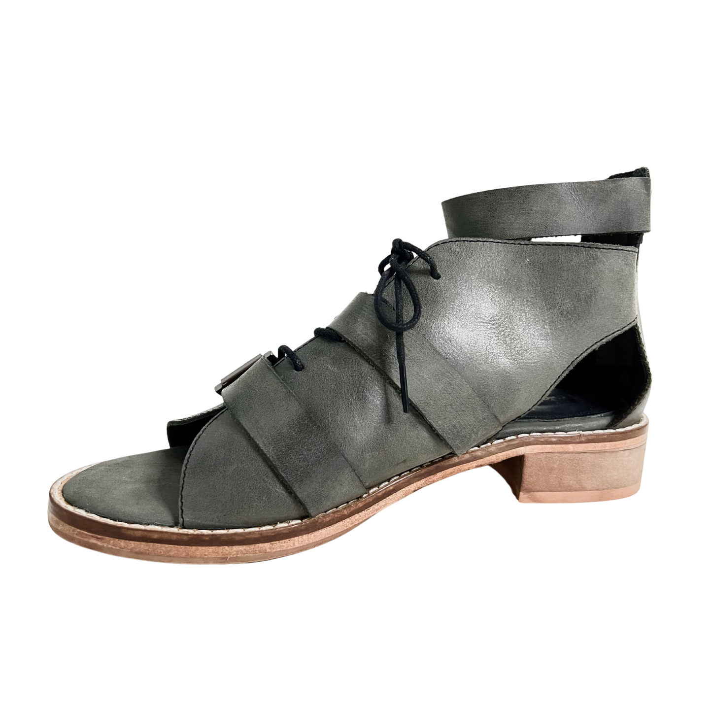 oobash ladies black block heel lace up sandal