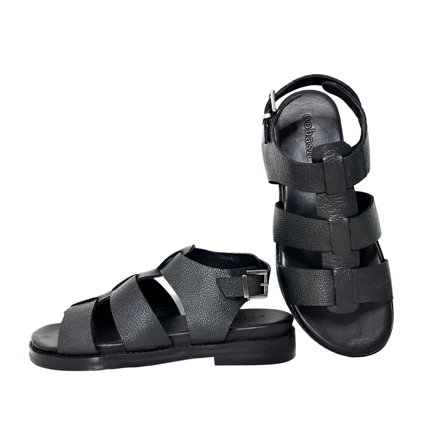 BLACK COLOR LEATHER COMFORTABLE LADIES SANDAL WITH PLATFORM