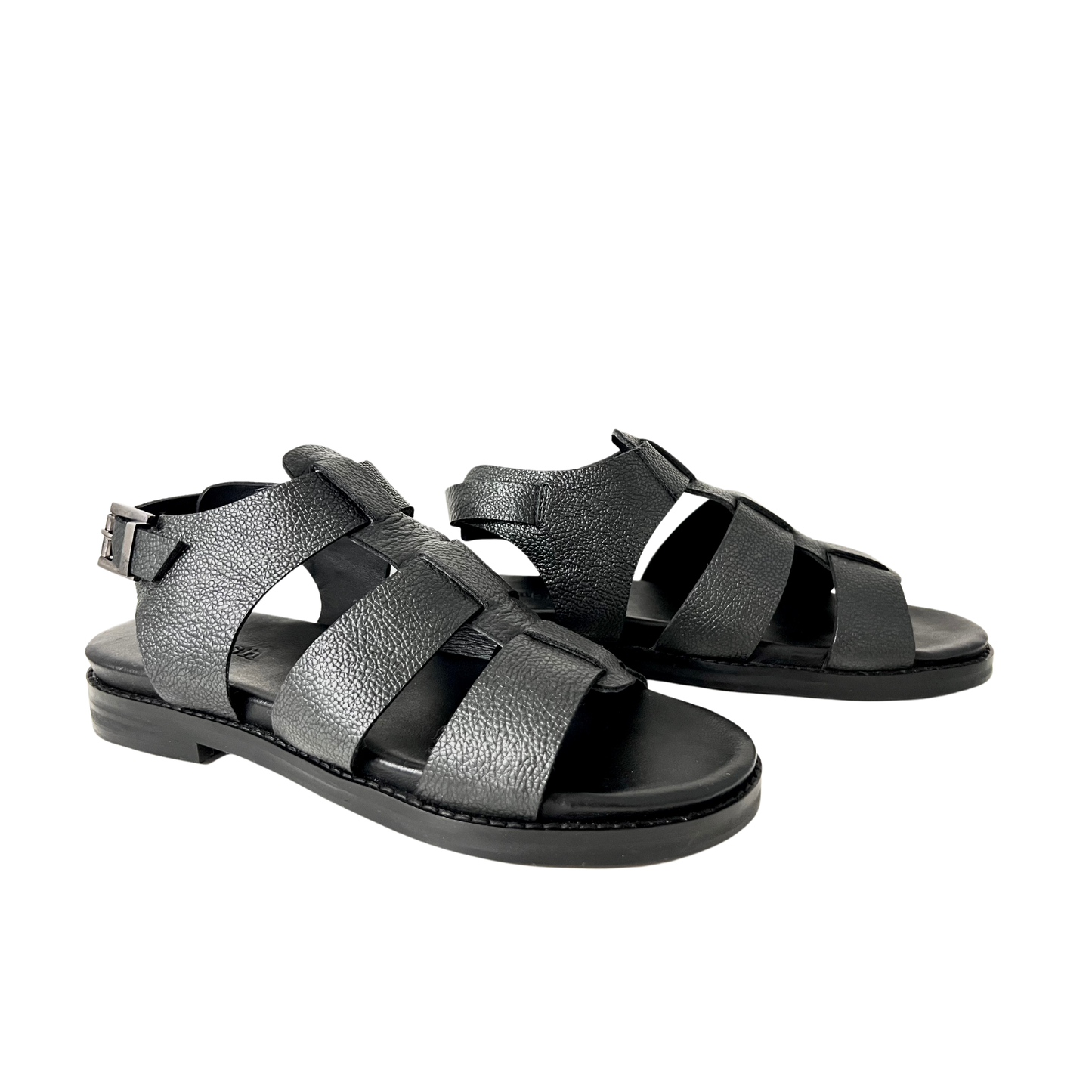 BLACK COLOR LEATHER COMFORTABLE LADIES SANDAL WITH PLATFORM
