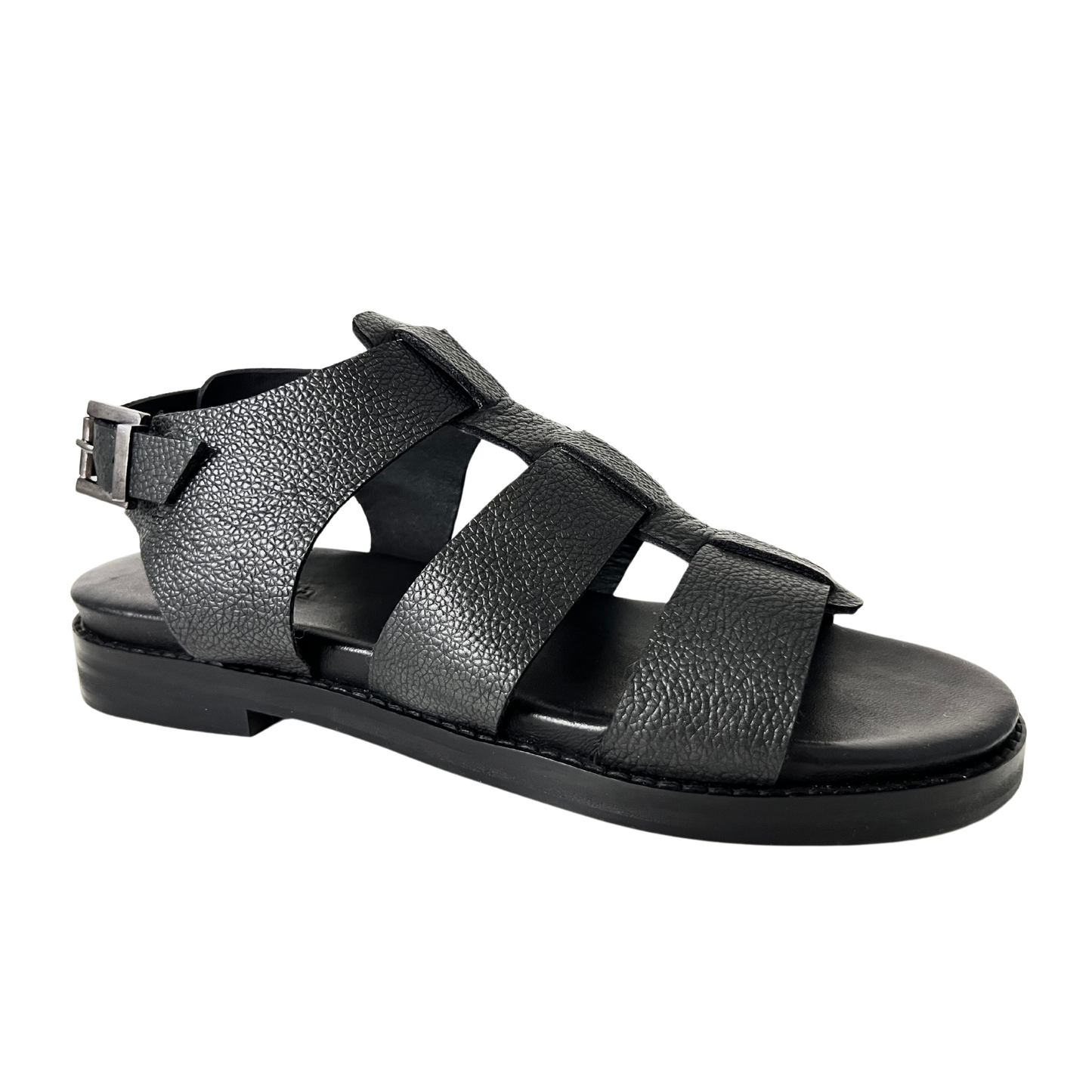BLACK COLOR LEATHER COMFORTABLE LADIES SANDAL WITH PLATFORM