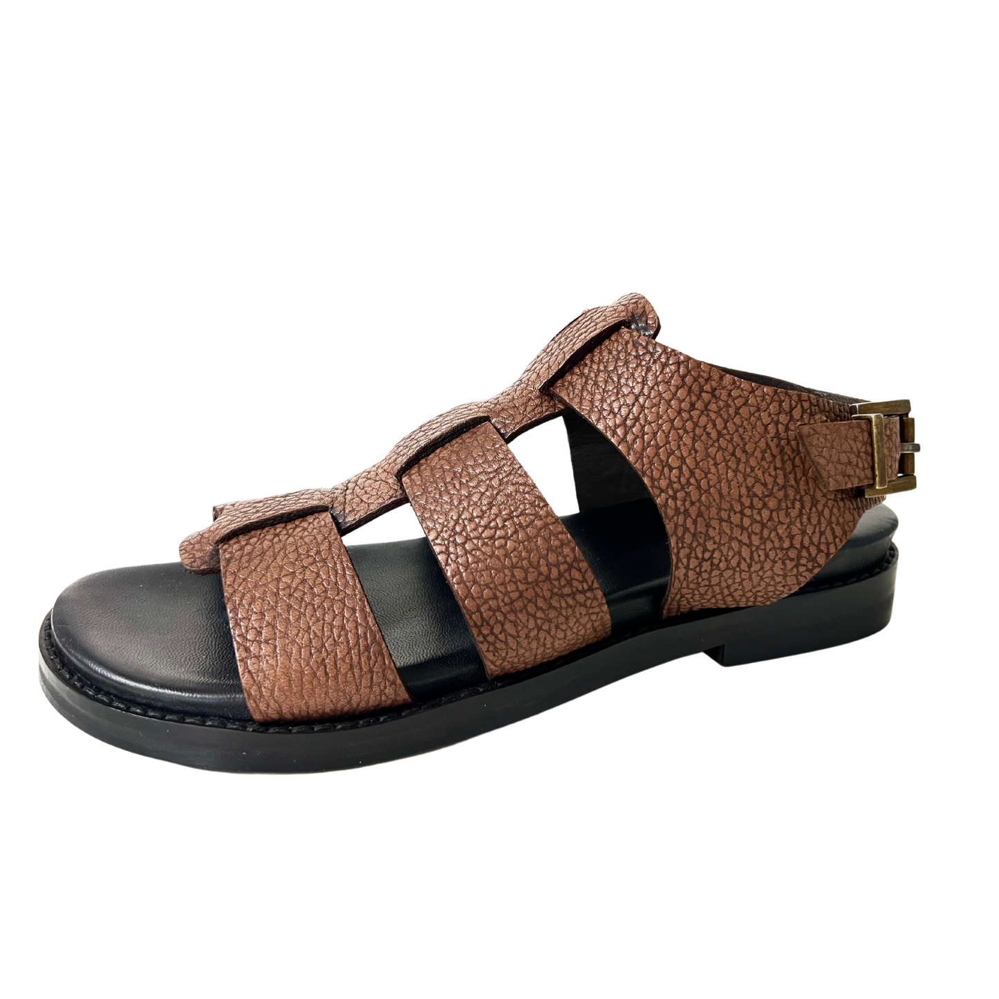 TAN COLOR LEATHER COMFORTABLE LADIES SANDAL WITH PLATFORM