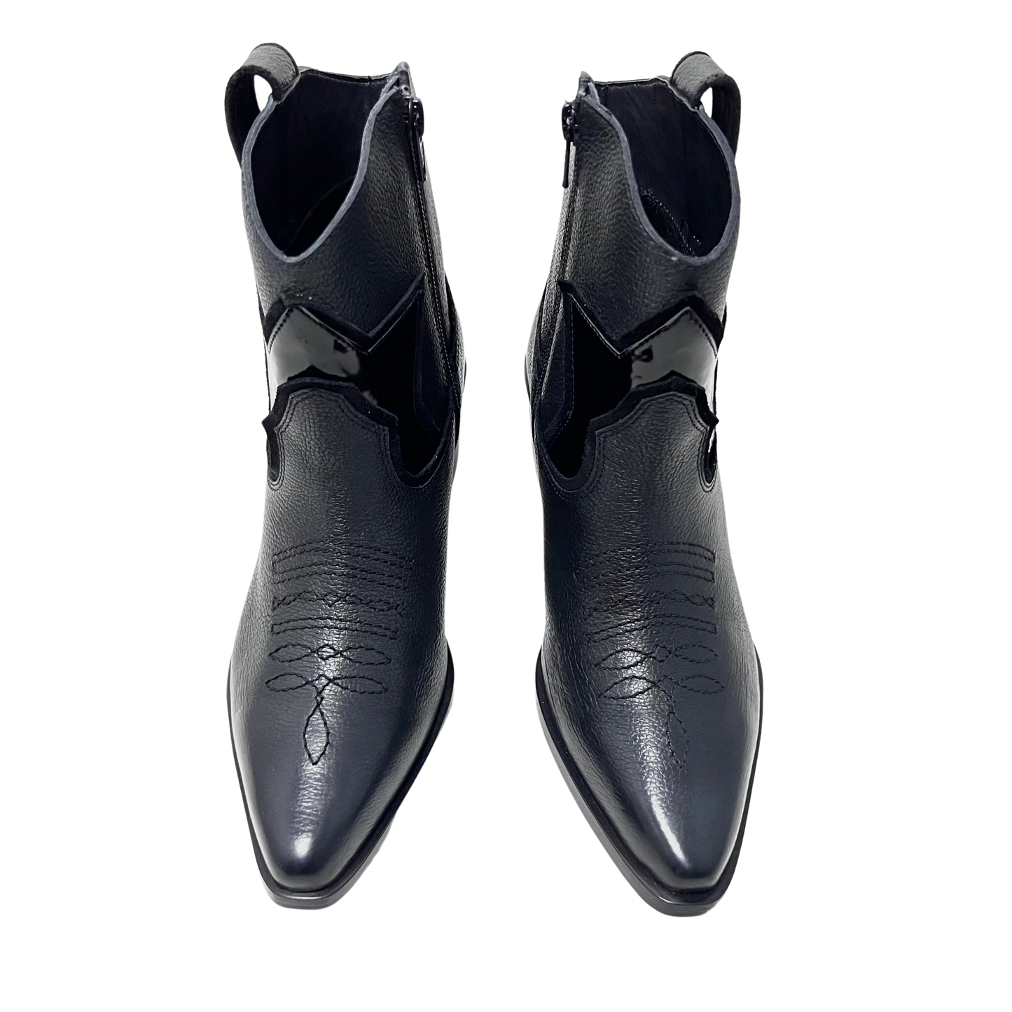 designer star western leather ladies boot in black color