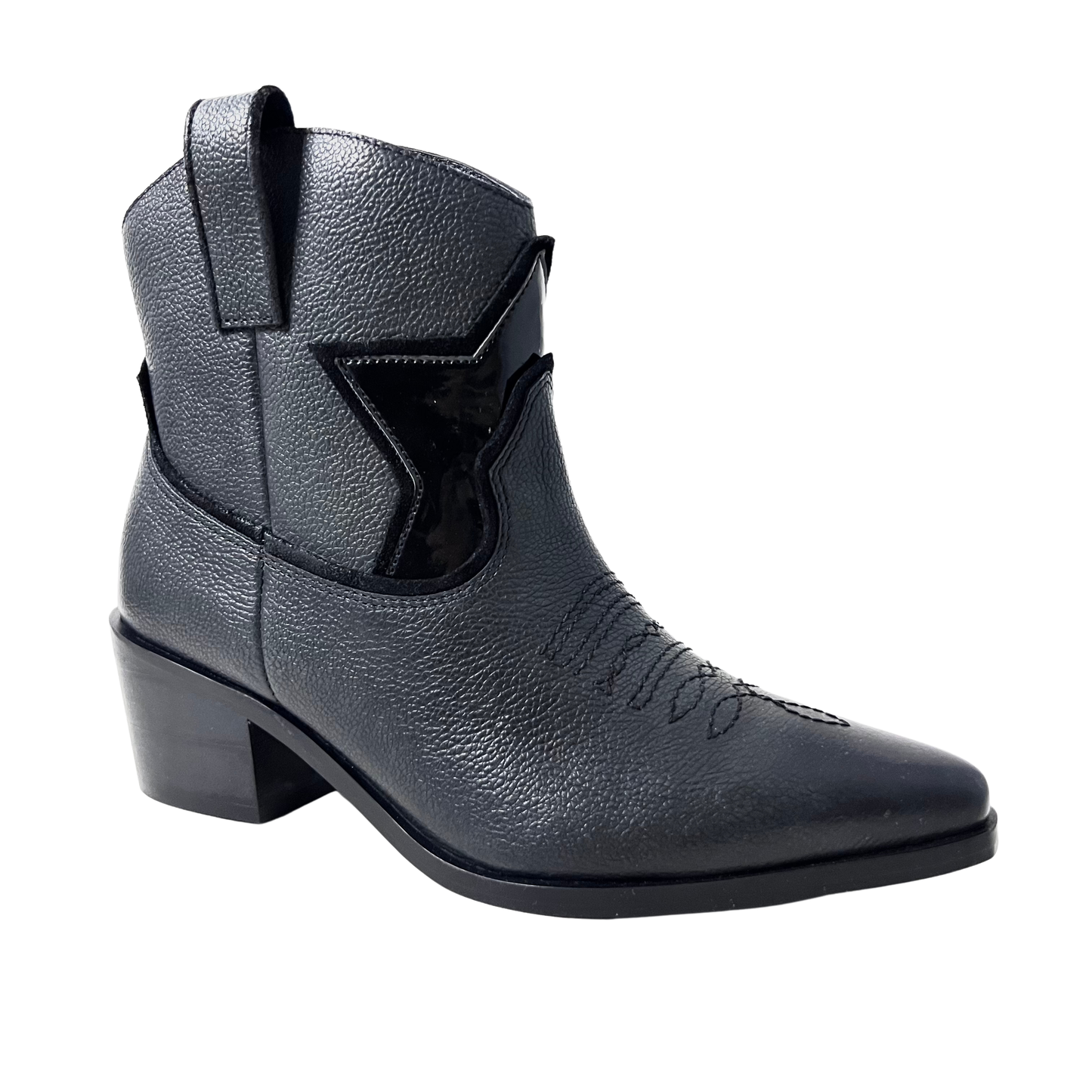 designer star western leather ladies boot in black color