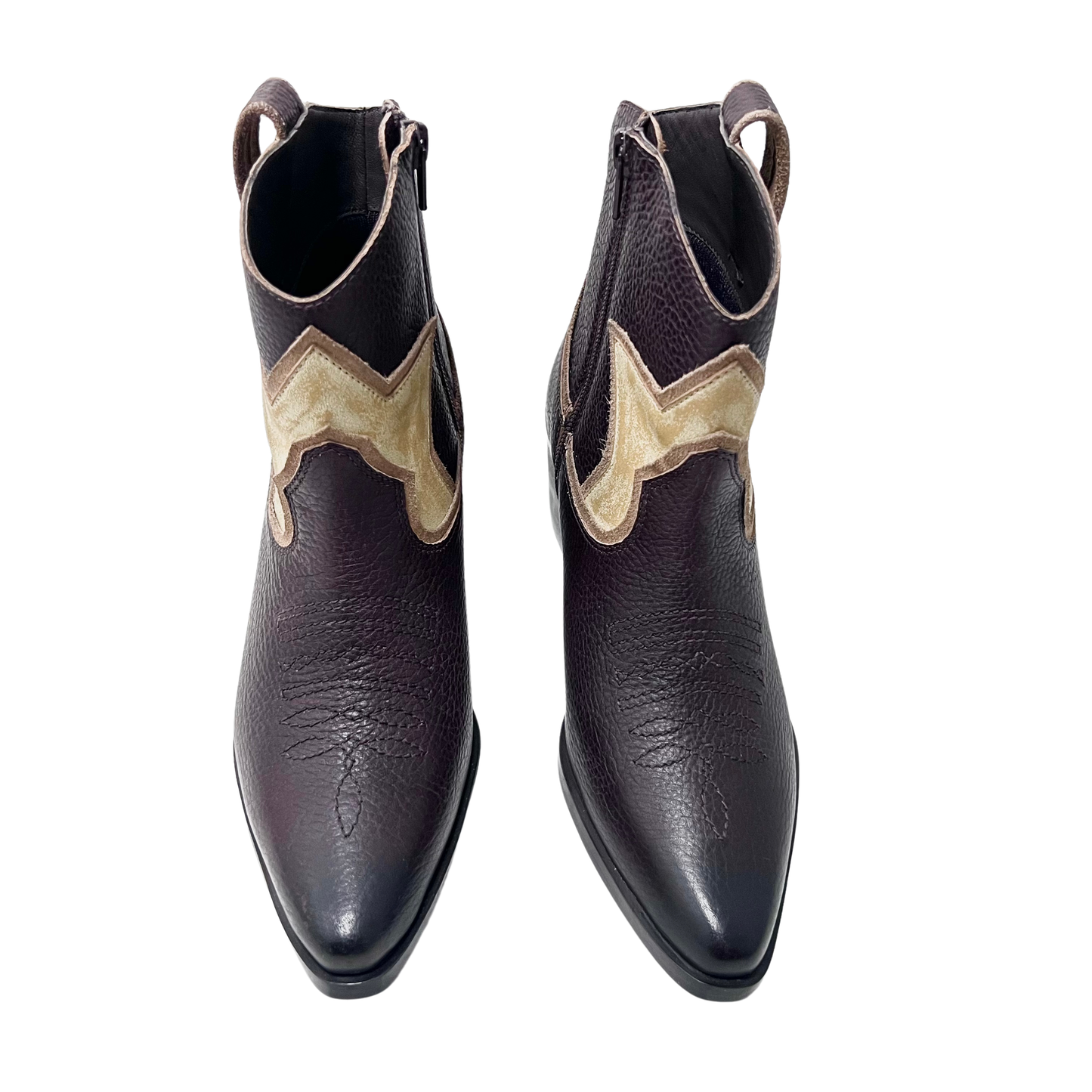 designer star western leather ladies boot in brown color