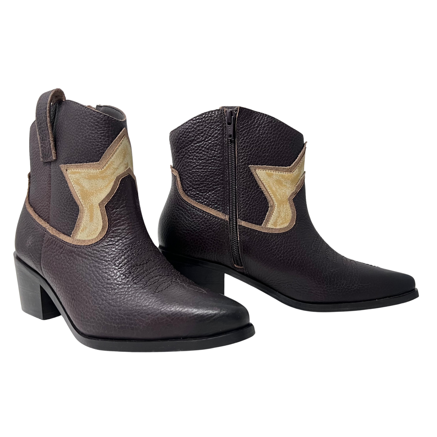 designer star western leather ladies boot in brown color