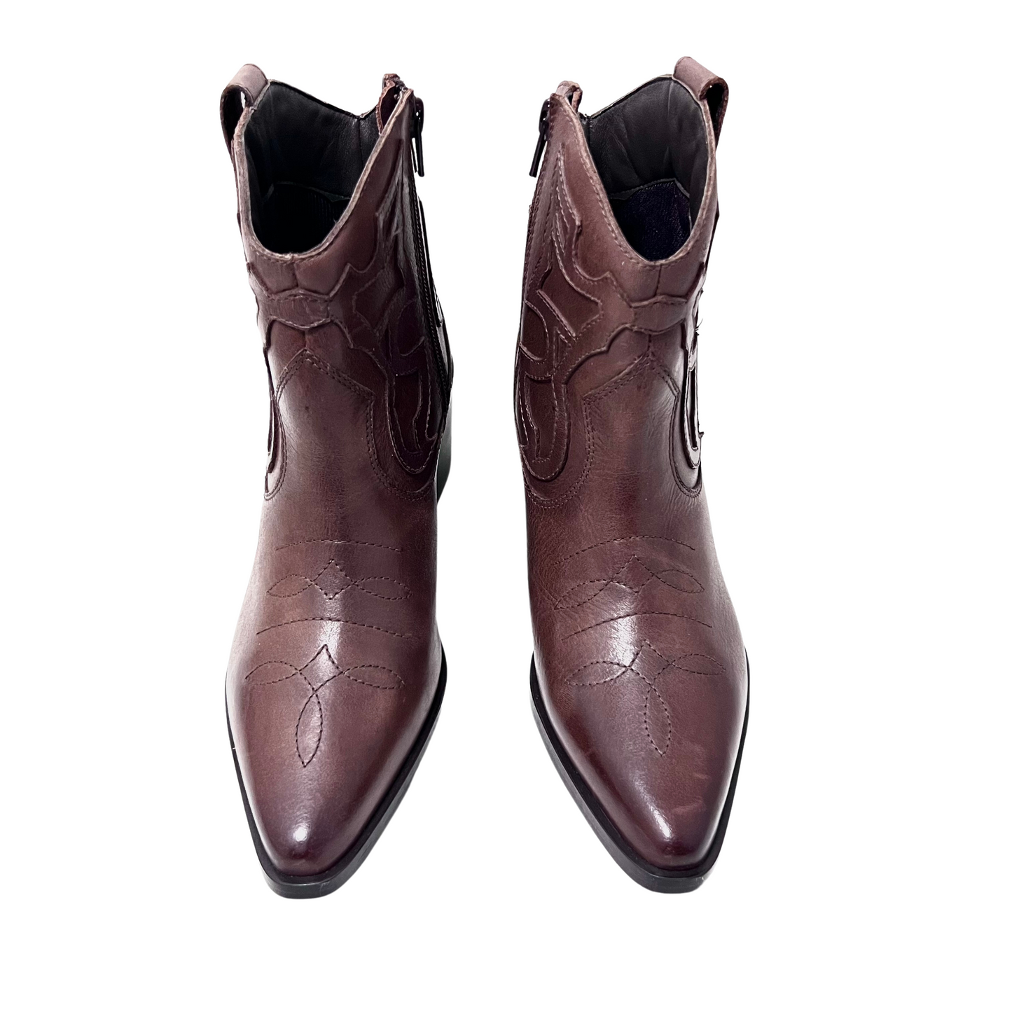 oobash western ankle boot with cutout design and inside zip
