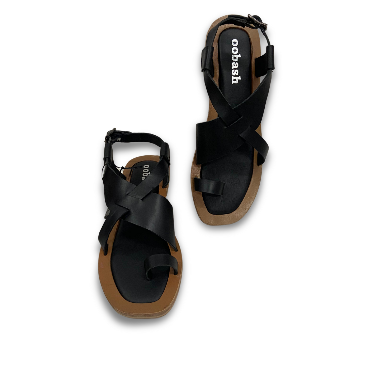 Indiana black leather ladies sandal