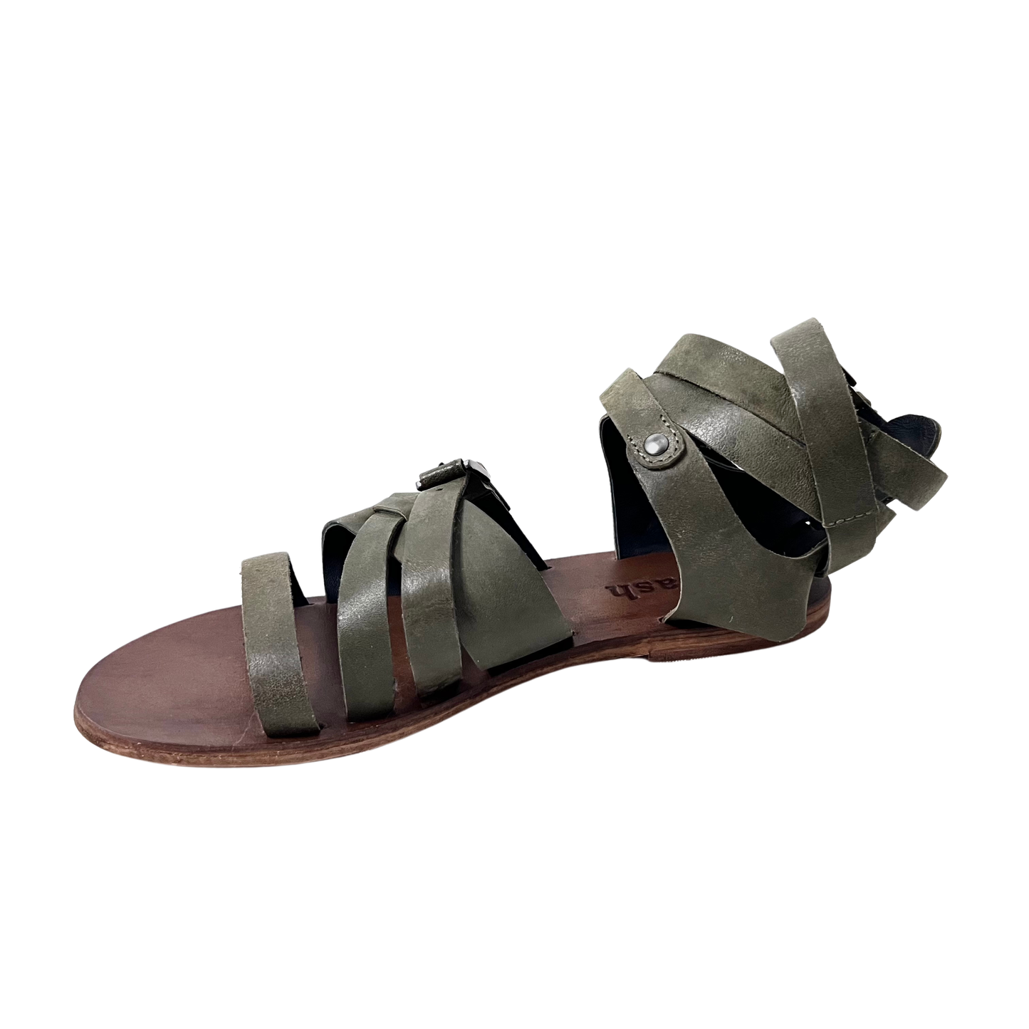 green color leather gladiator ladies sandal