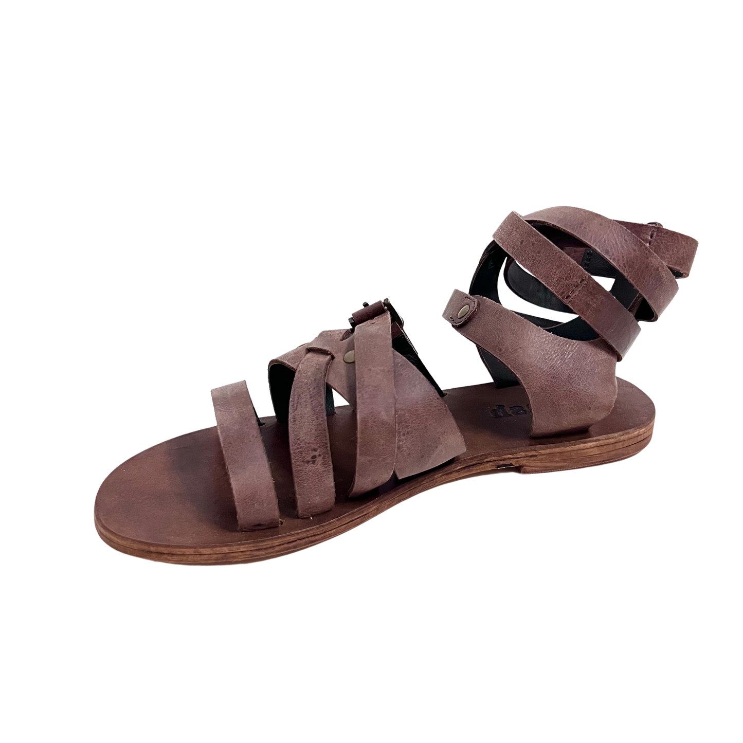 brown color leather gladiator ladies sandal