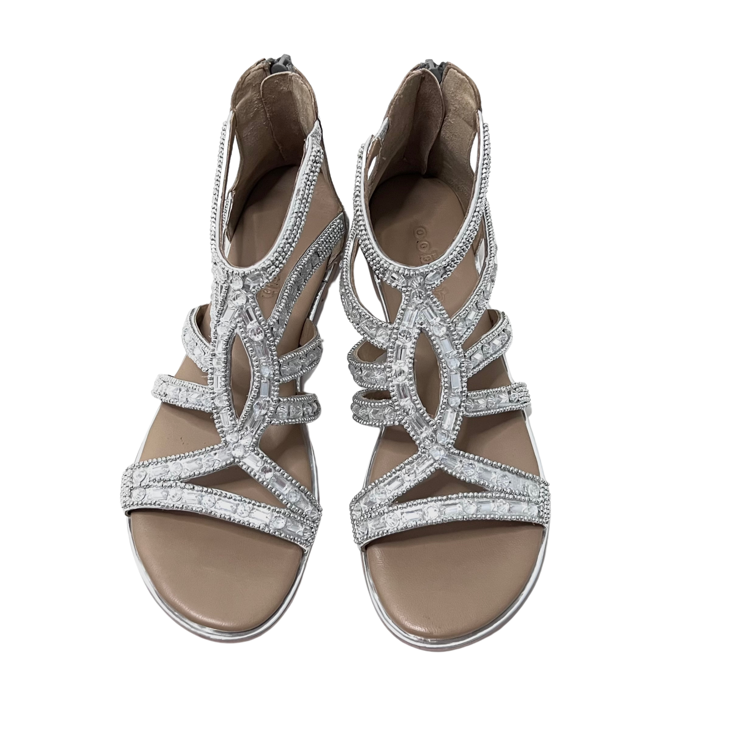 oobash bridal jeweled embroidered silver color sandal