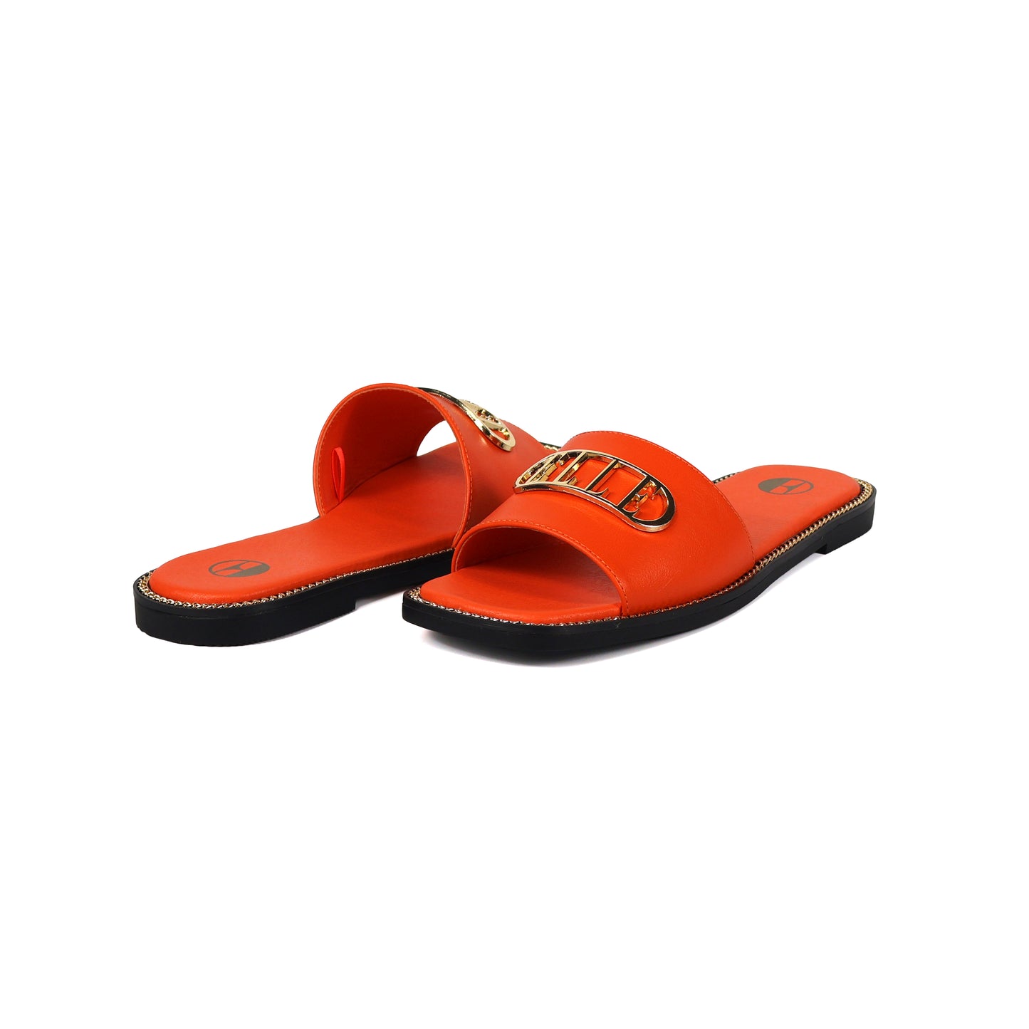 Odeta Comfy Fit Classic Faux Leather Sandal in Orange