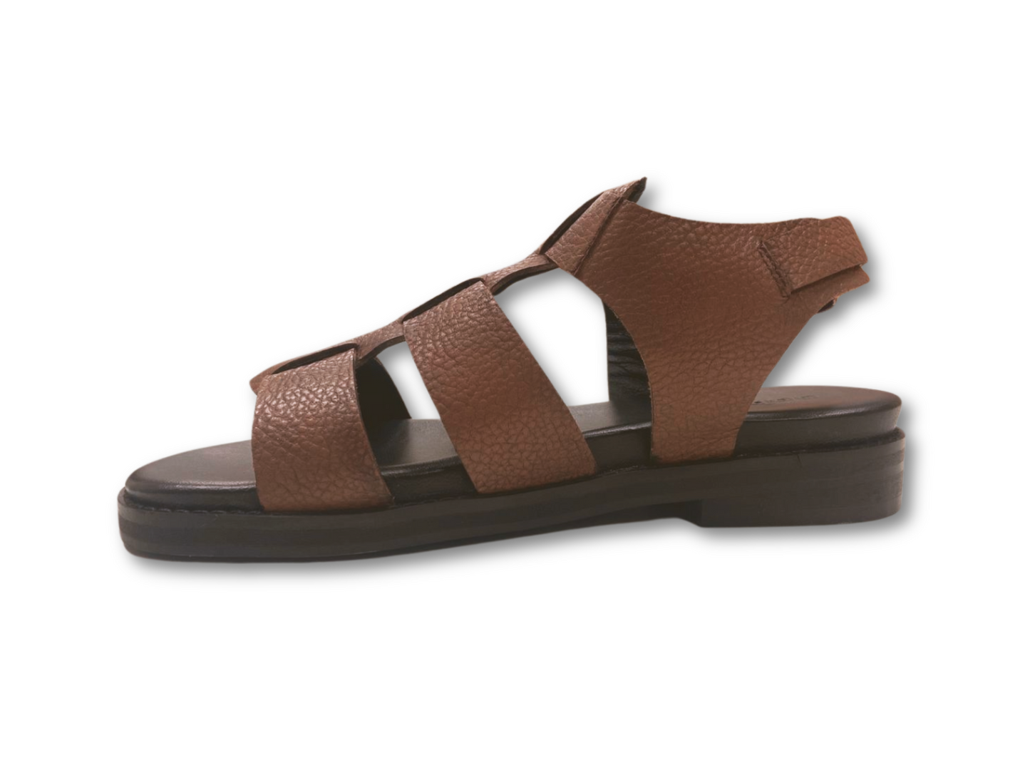 Brown combat footbed buckle sandal by oobash