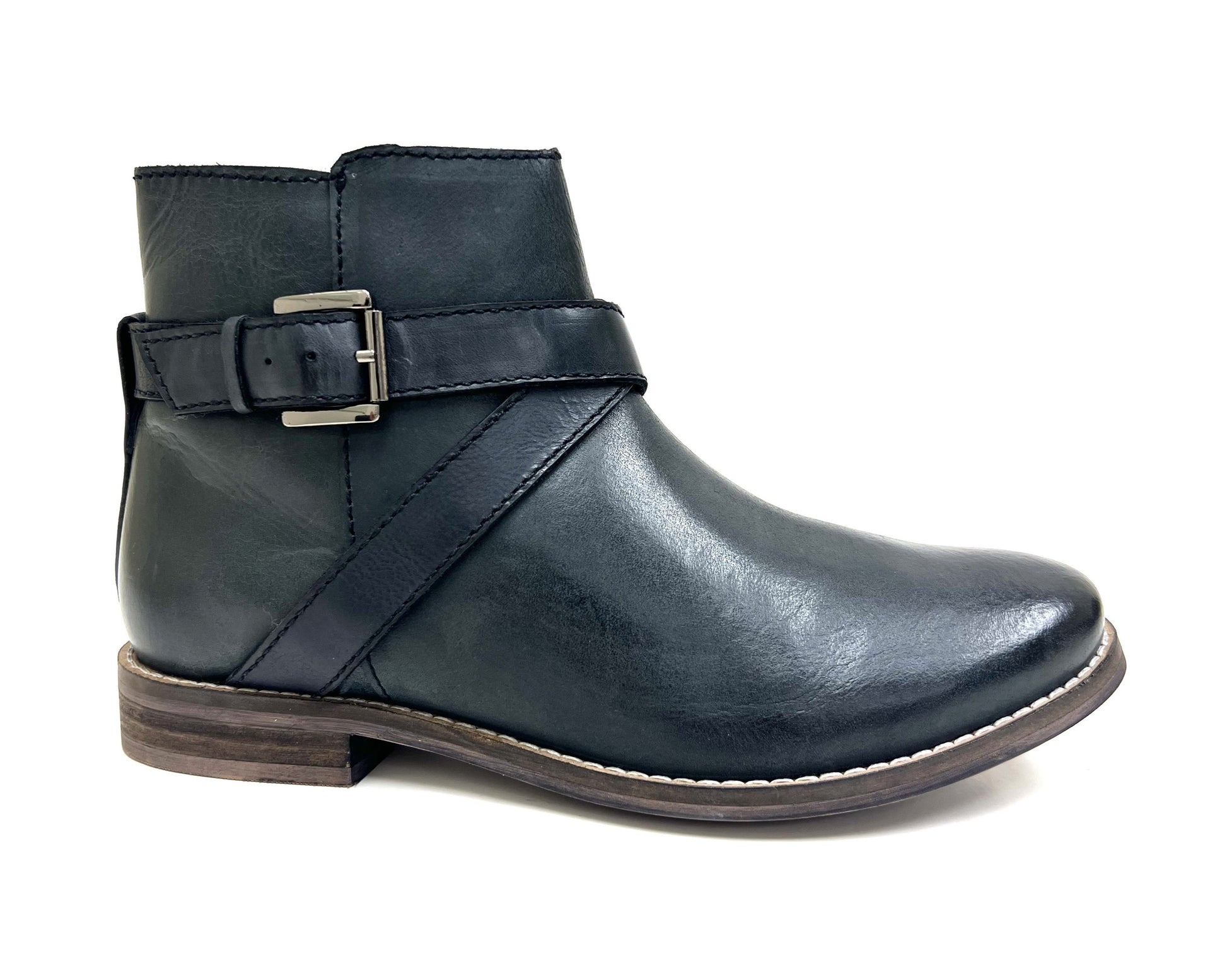 Flat Stacked Heeled Cowgirl Ankle Bootie
