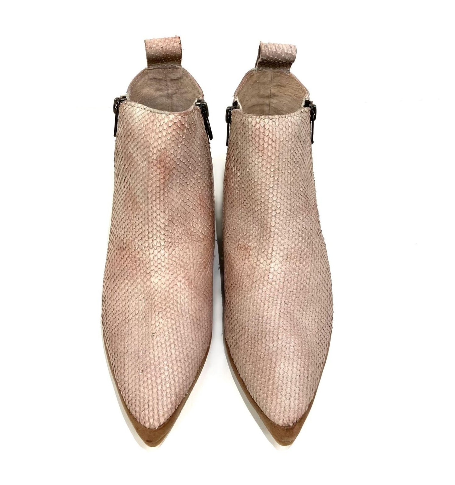 Snake Embossed Flat Ankle Boot Pointed Toe