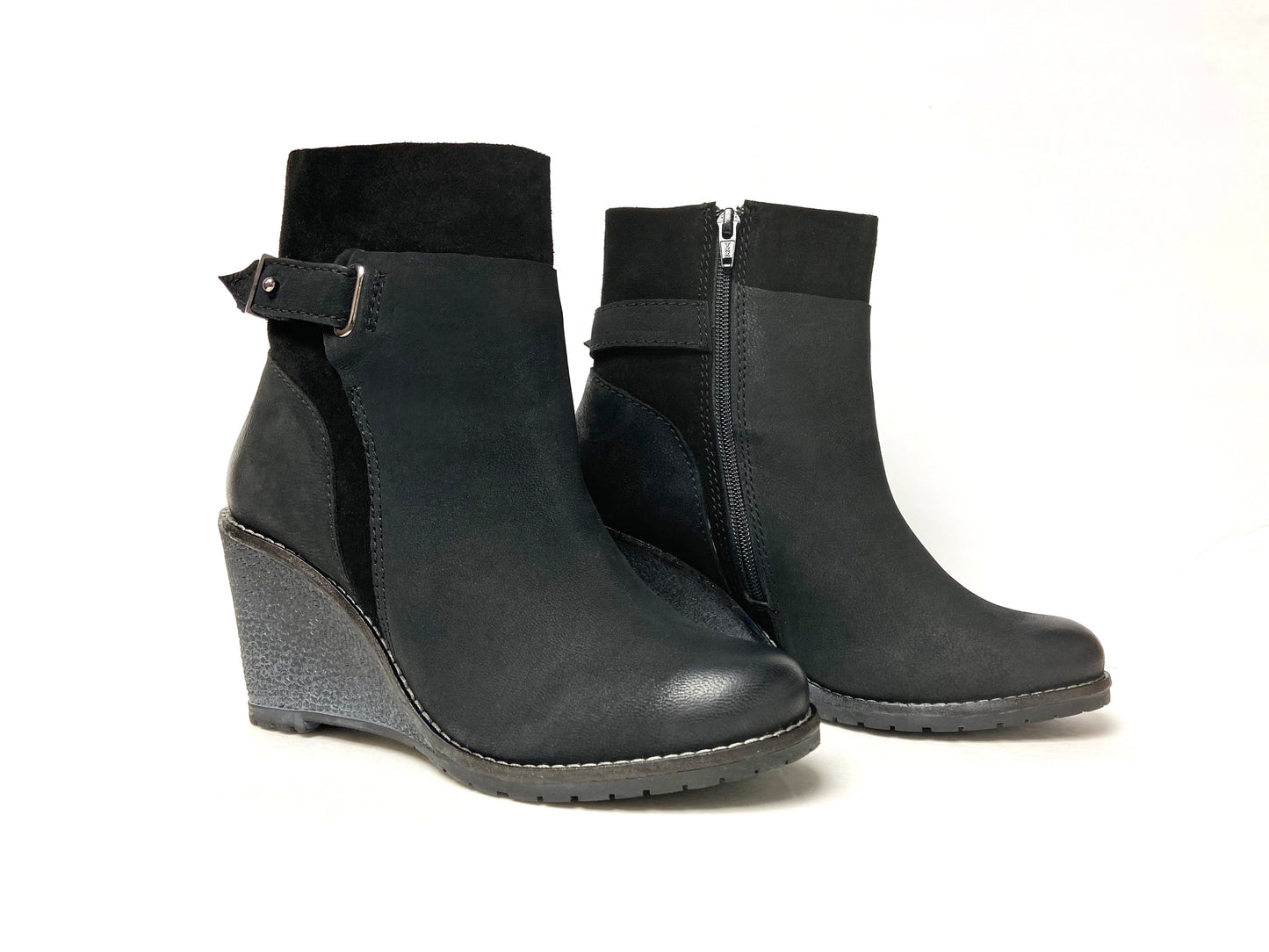 Chunky Wedge Ankle Bootie Heels