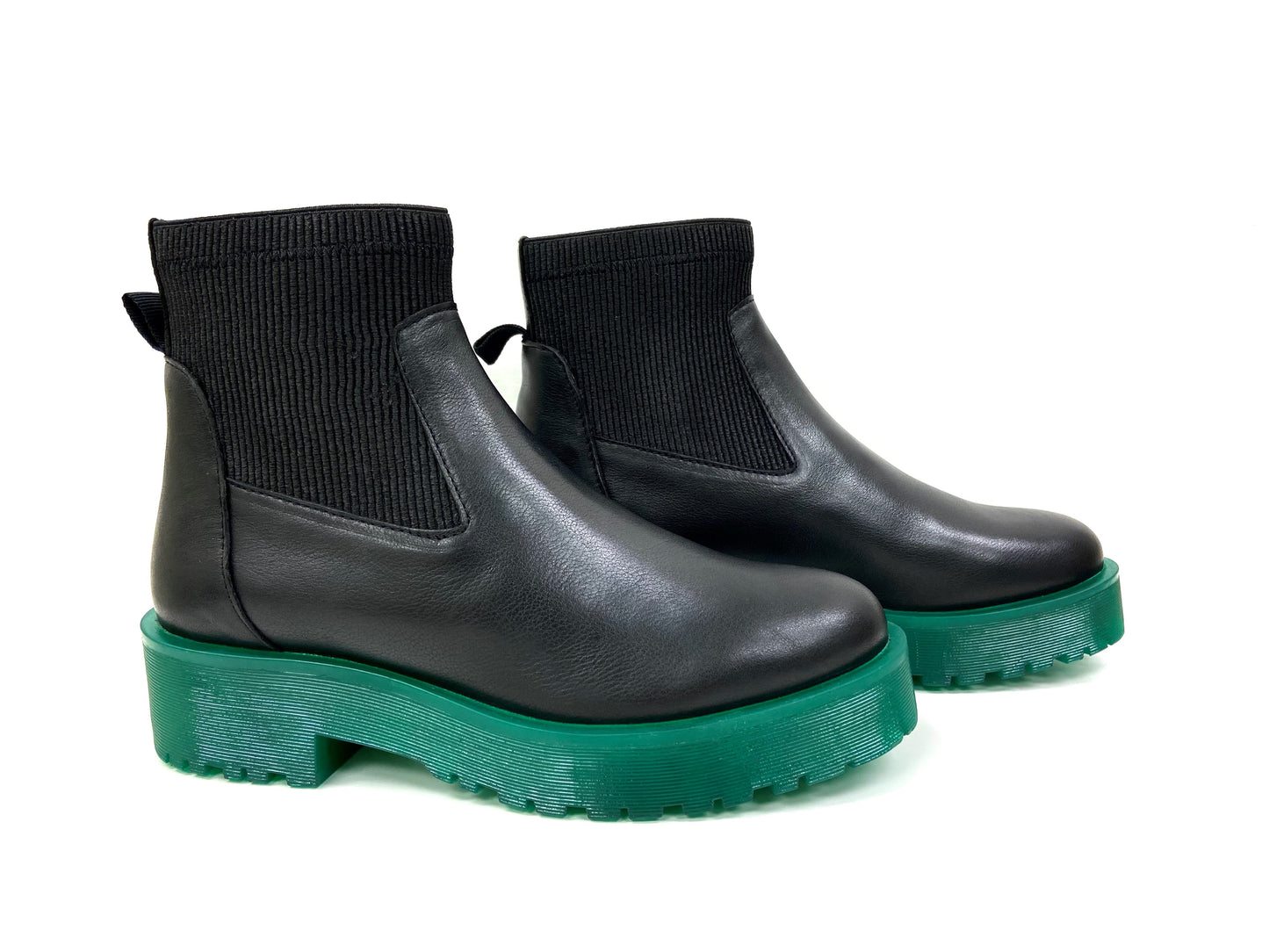 Green Sole Block Heel Chelsea Ankle Boot