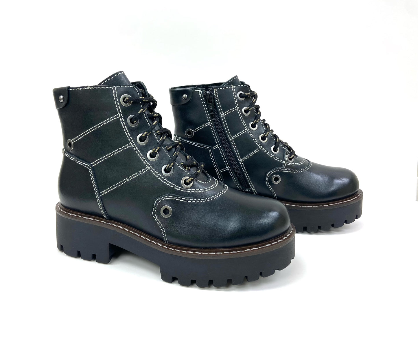 Zippered platform Combat Ankle Boot