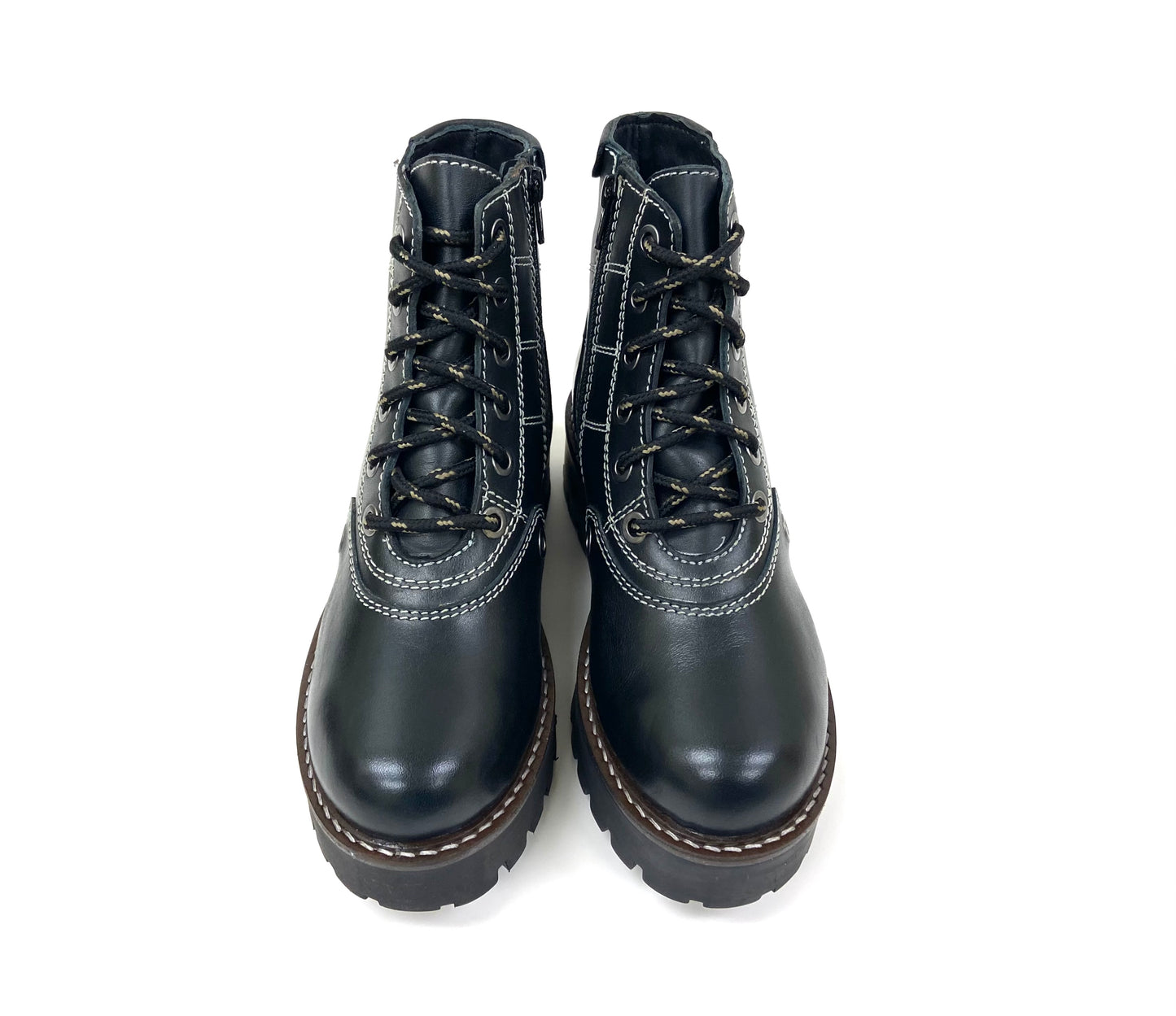Zippered platform Combat Ankle Boot