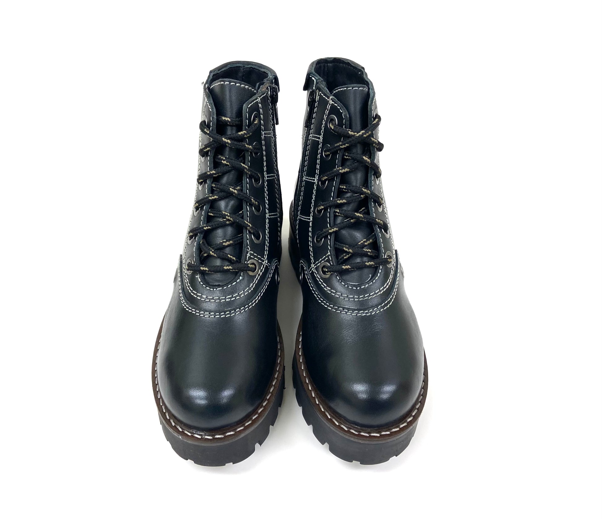 Zippered platform Combat Ankle Boot