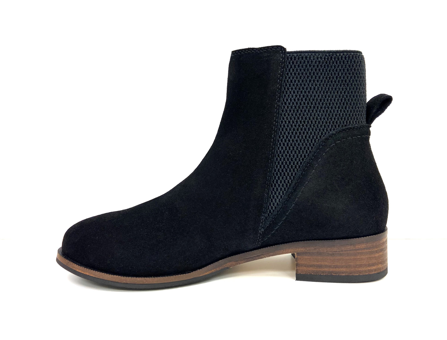 Low Block Heel Chelsea Ankle Boot Suede Black