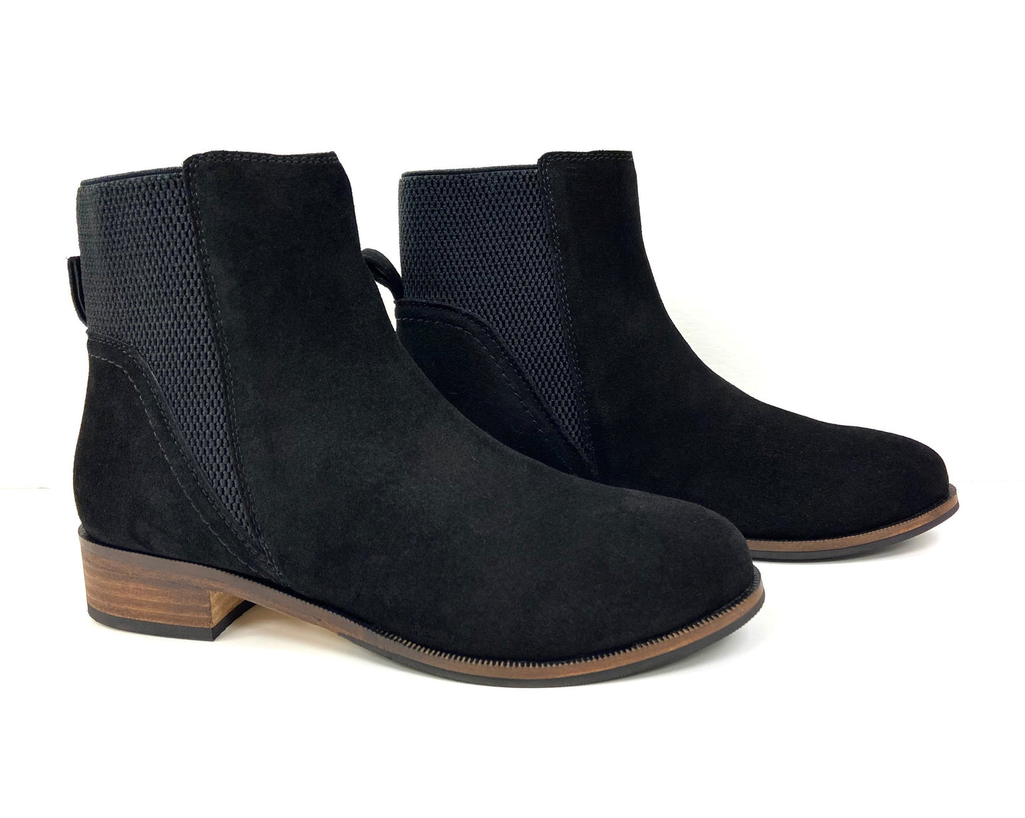 Low Block Heel Chelsea Ankle Boot Suede Black