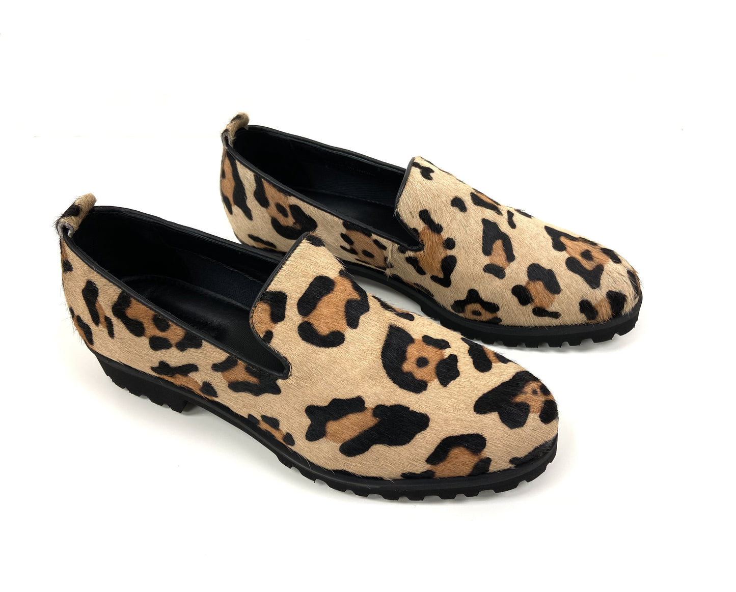 Round toe loafers Pony Hair Print