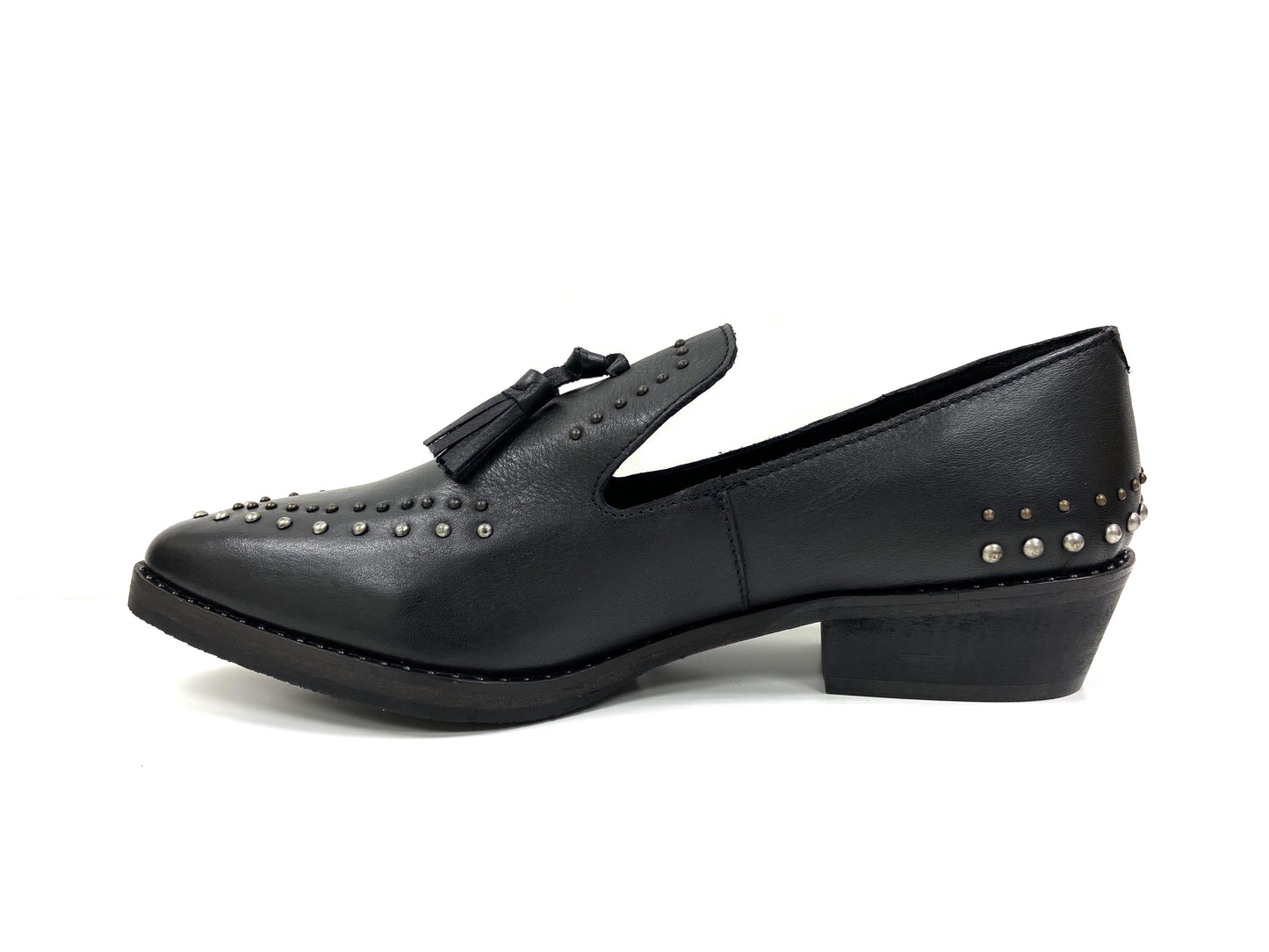 Black Leather loafers With studs