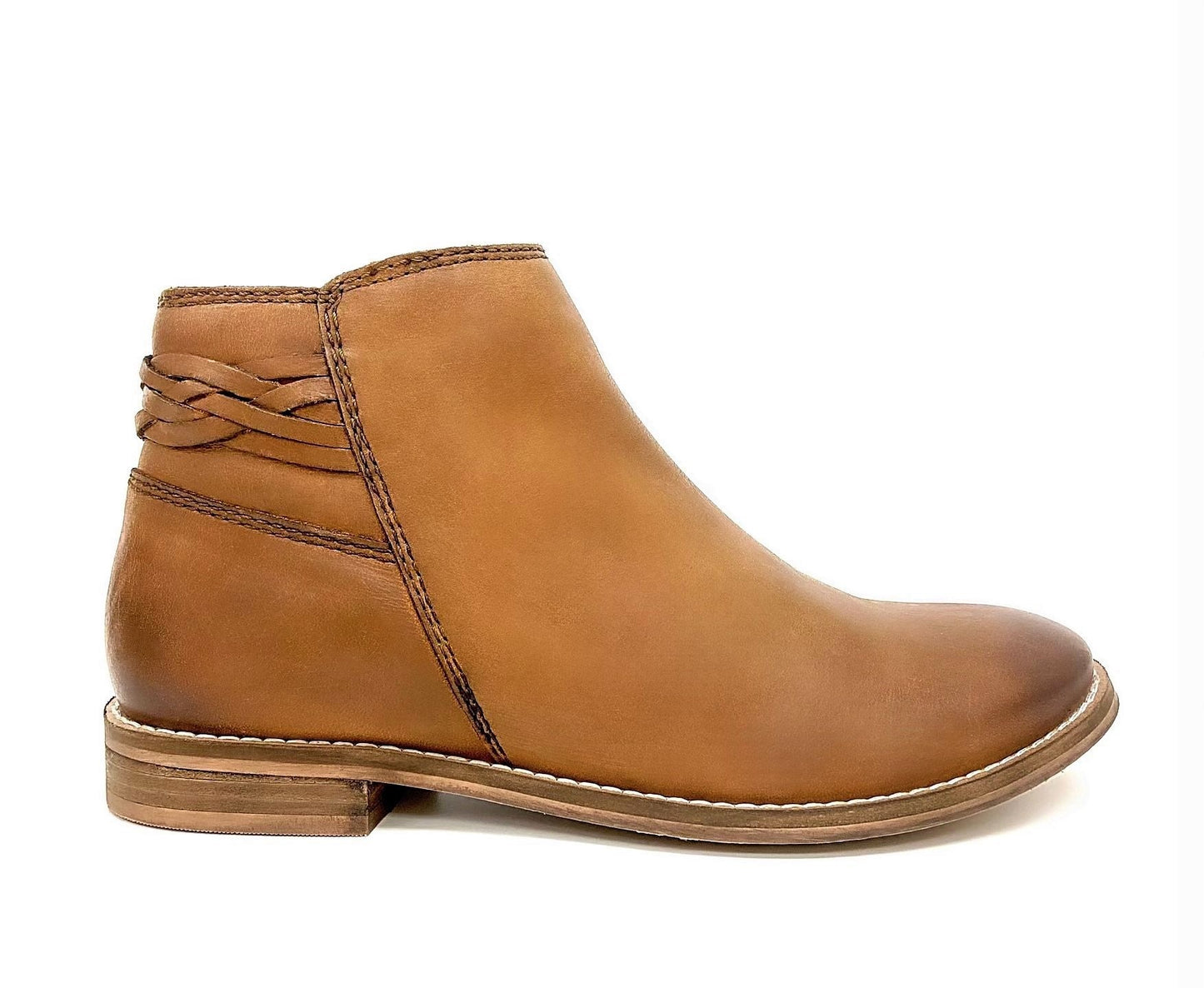 Low Block Heel Zippered Ankle Bootie