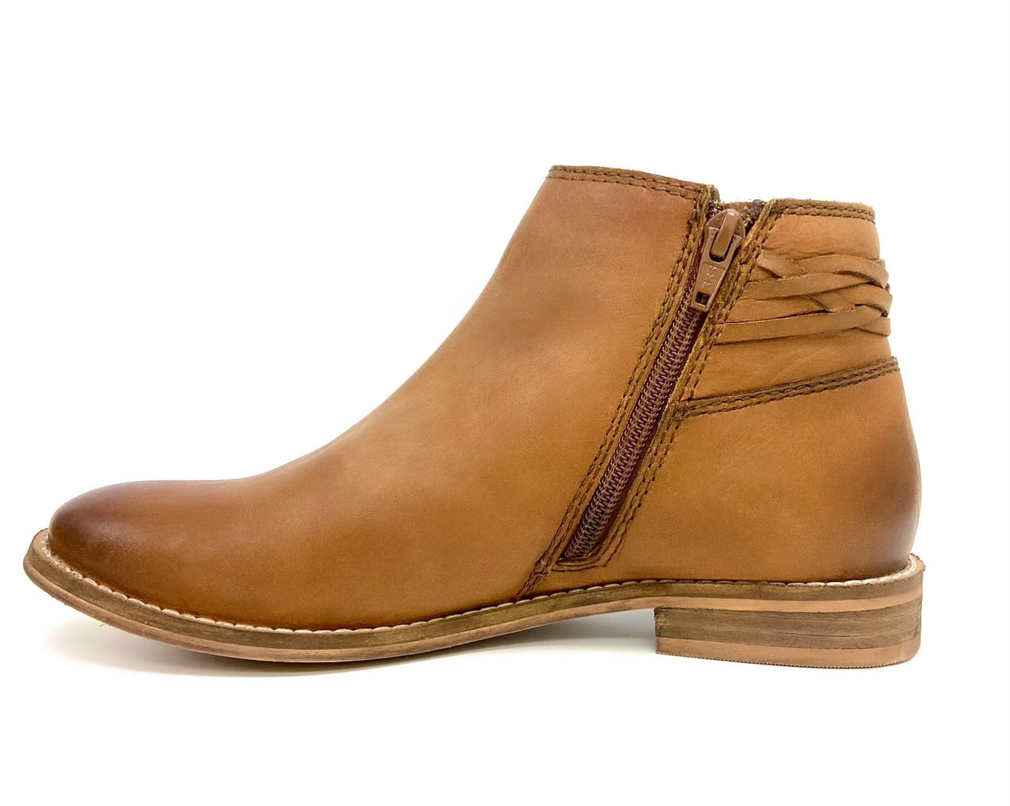 Low Block Heel Zippered Ankle Bootie