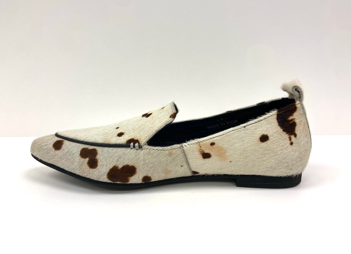 Flat Animal Print Pony Slides Calf Hair