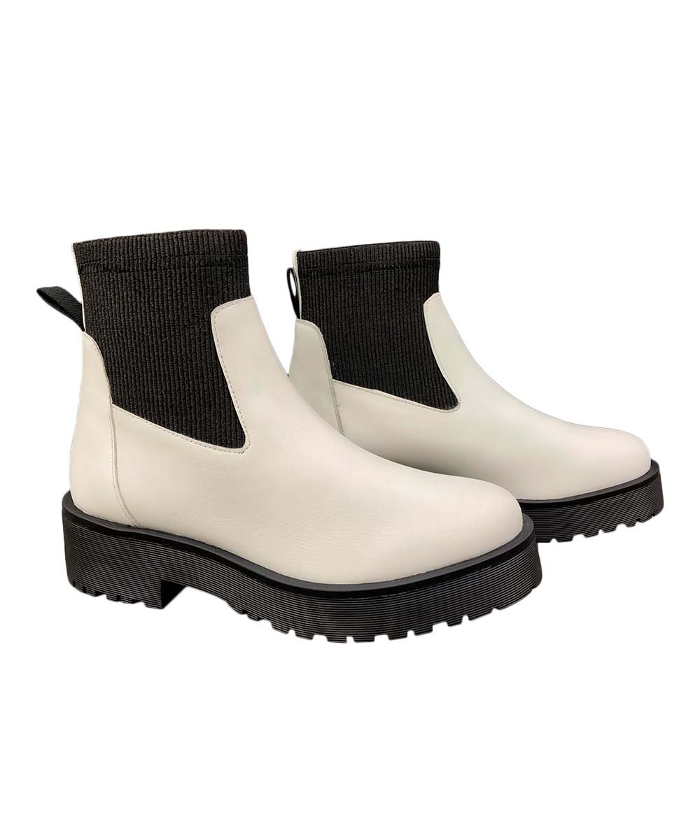 White Heeled Chunky Chelsea Boot
