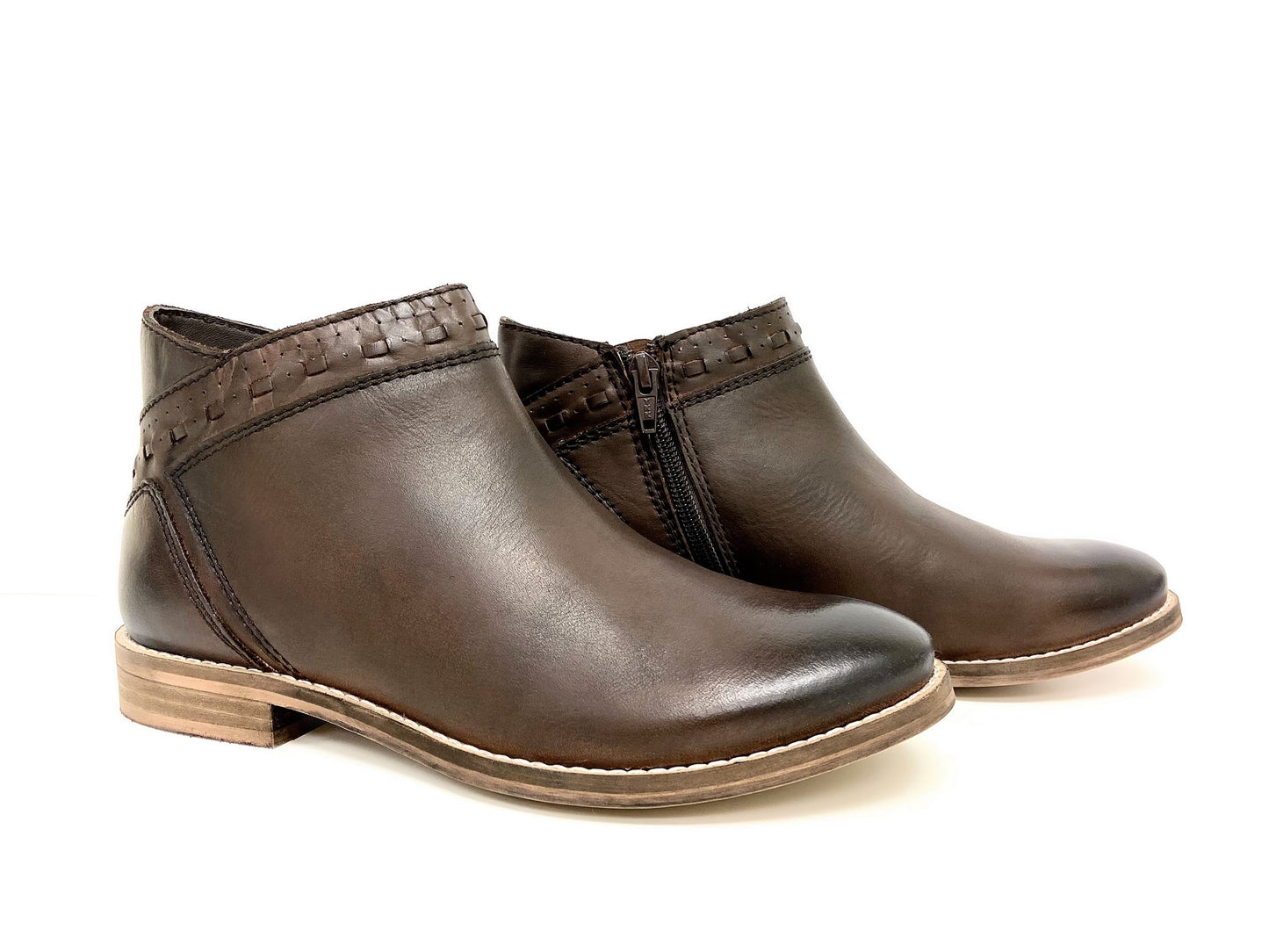 Stacked Low block Heel short Ankle Boot