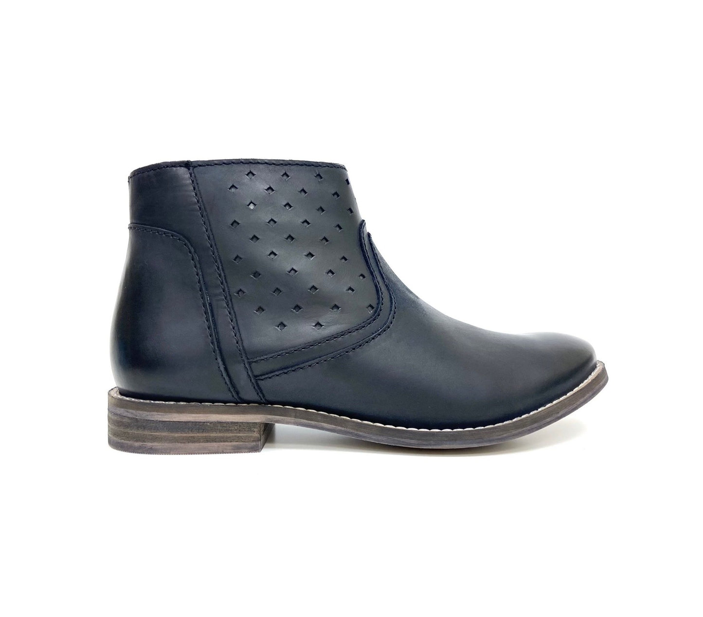 Perforated Zip Up Ankle Boots