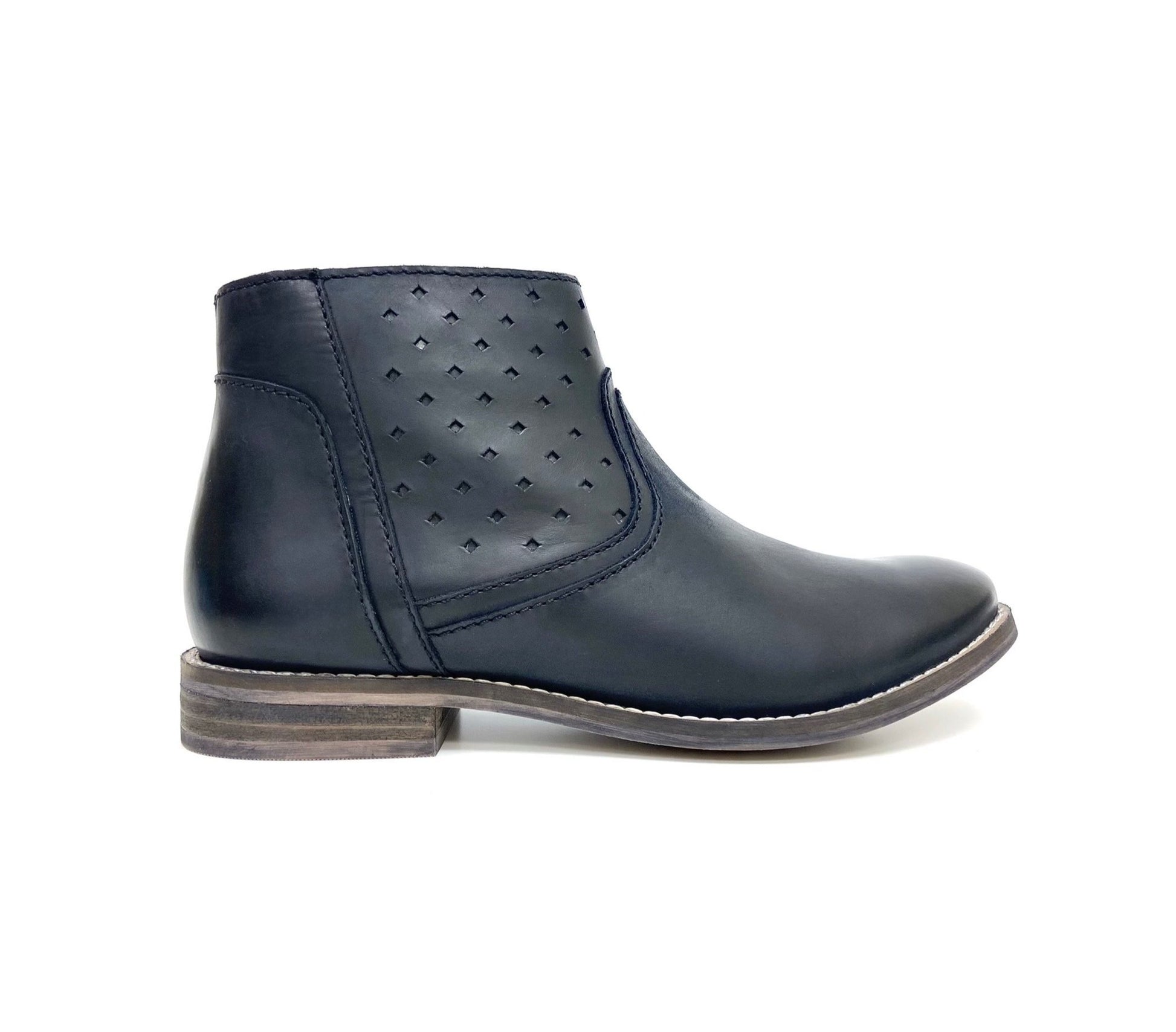Perforated Zip Up Ankle Boots