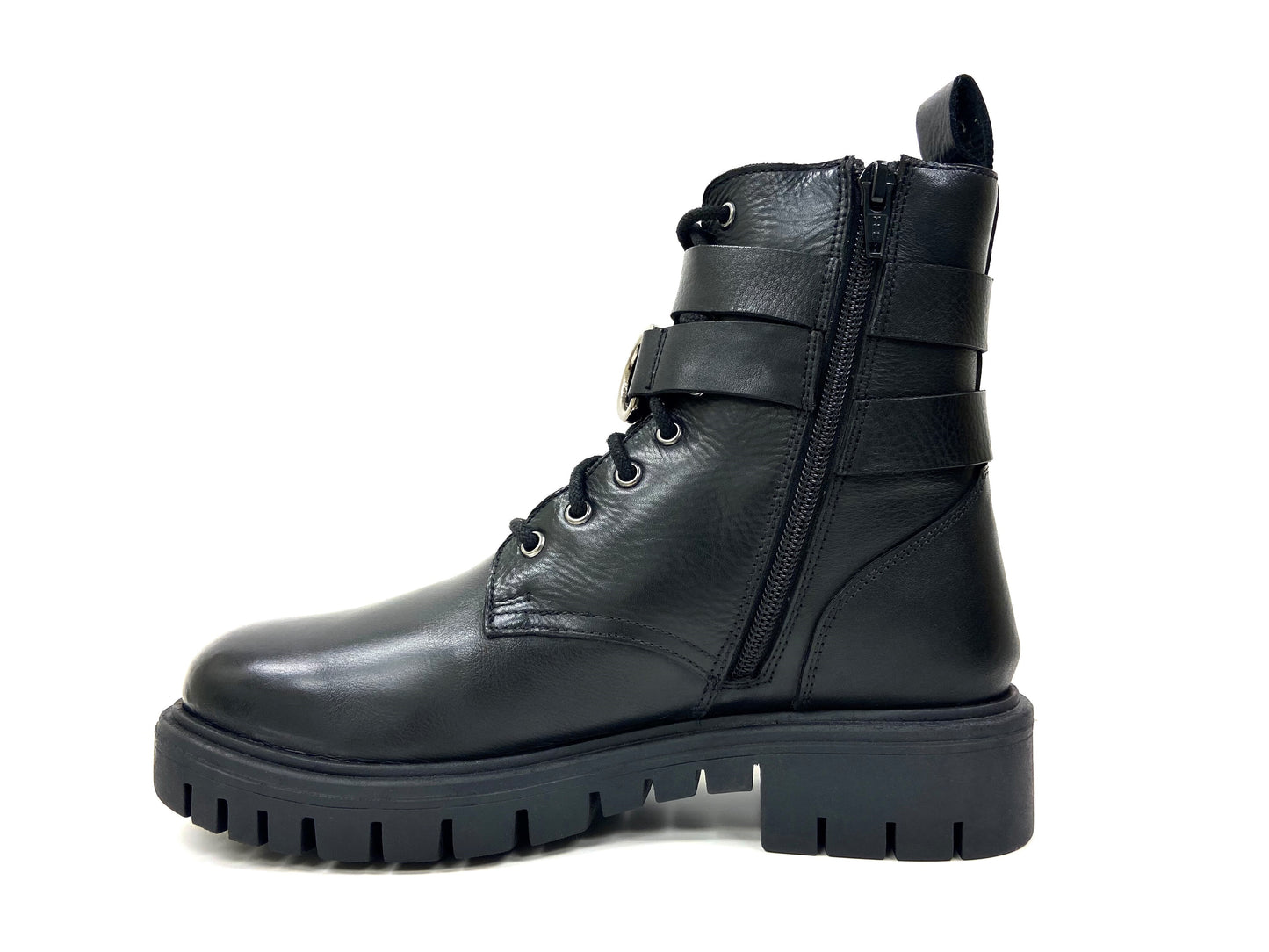Ringed Army Style Combat Biker Boots