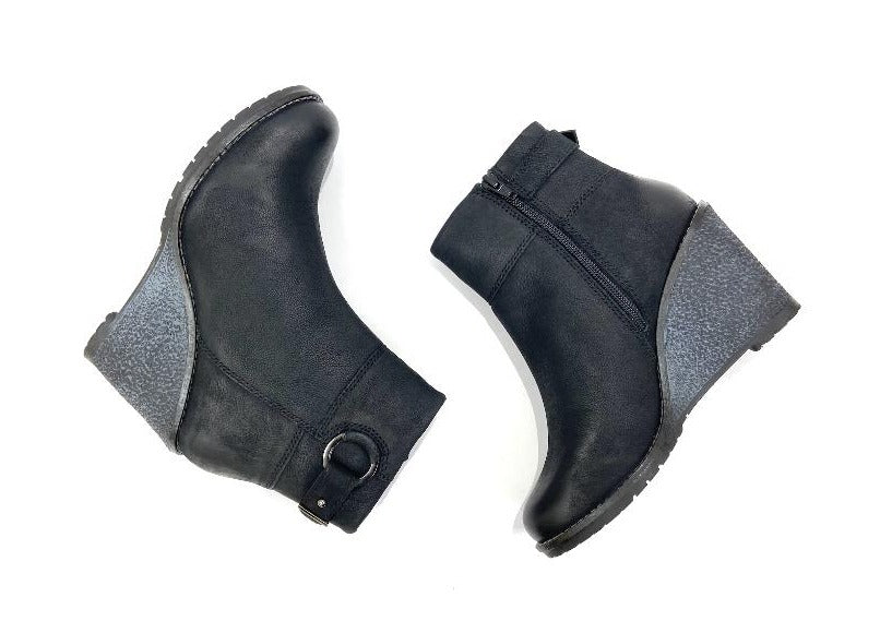 Zippered Wedge Heel Suede Ankle Boot