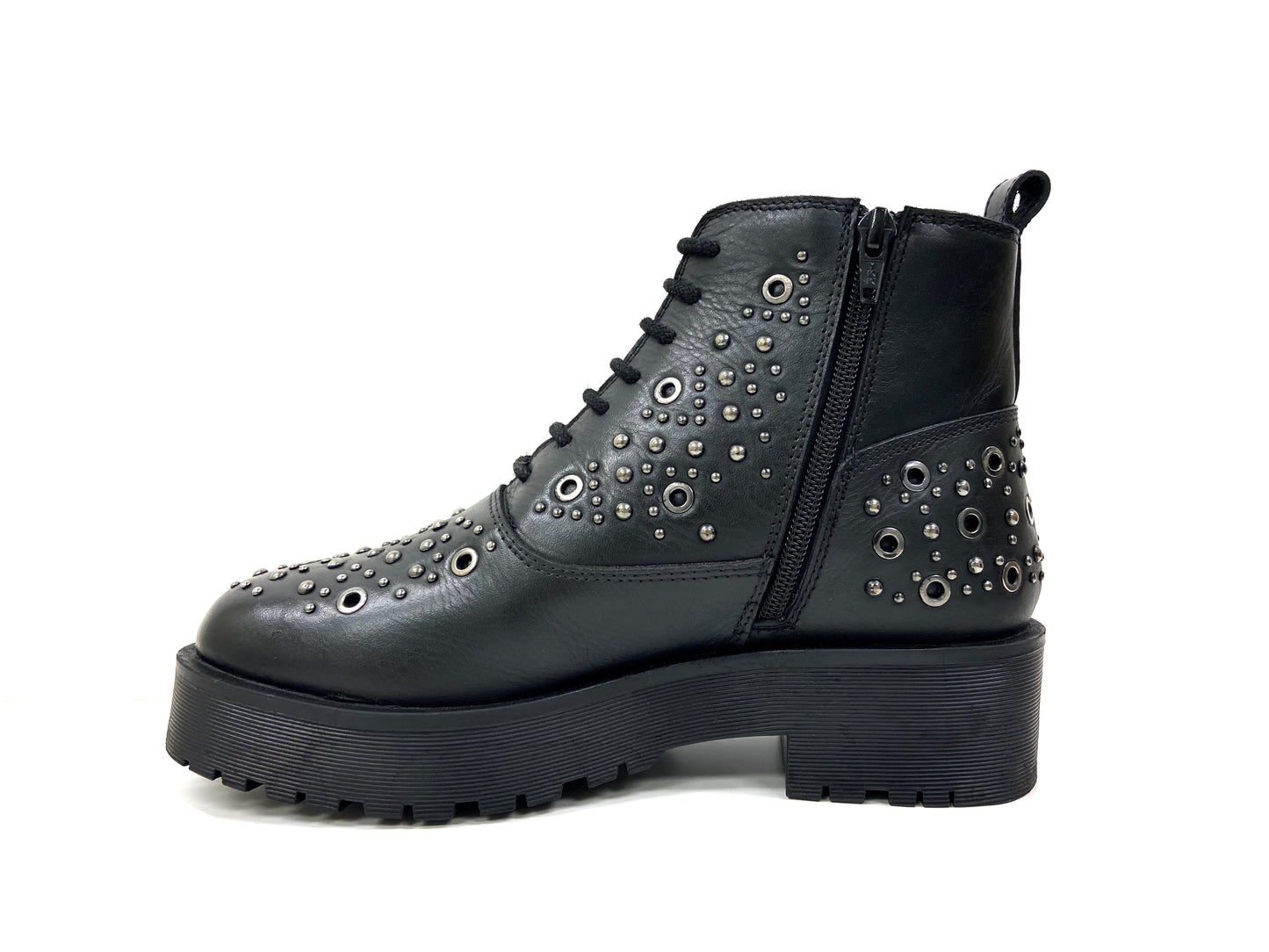 Lace Up Chunky Boot Metal Studs