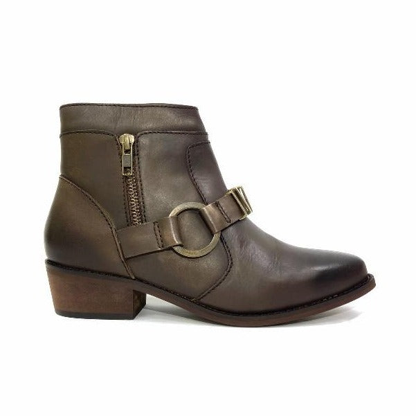 Studded Harness Cowgirl Ankle Boot