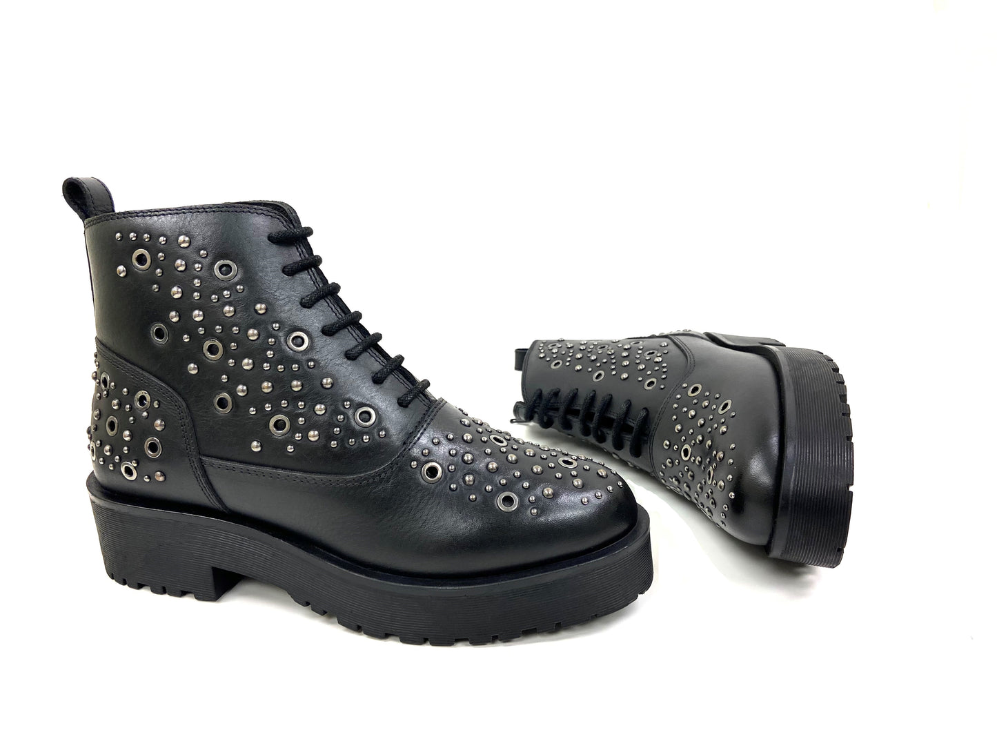 Chunky Lace Up Boot Metal Studs