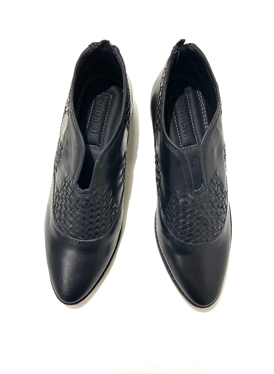 Pointed-Toe Woven Heeled Loafers