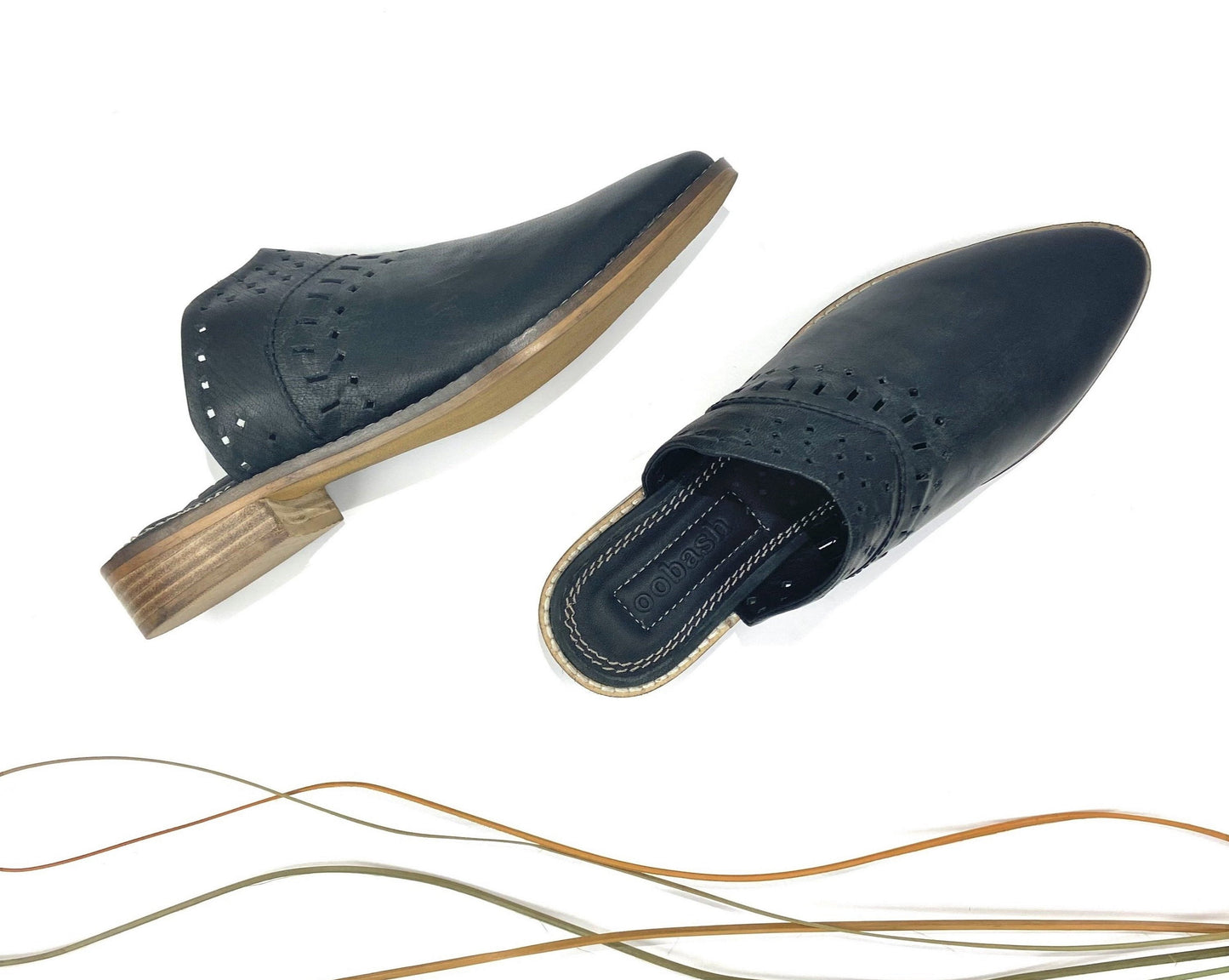 black leather mules oobash