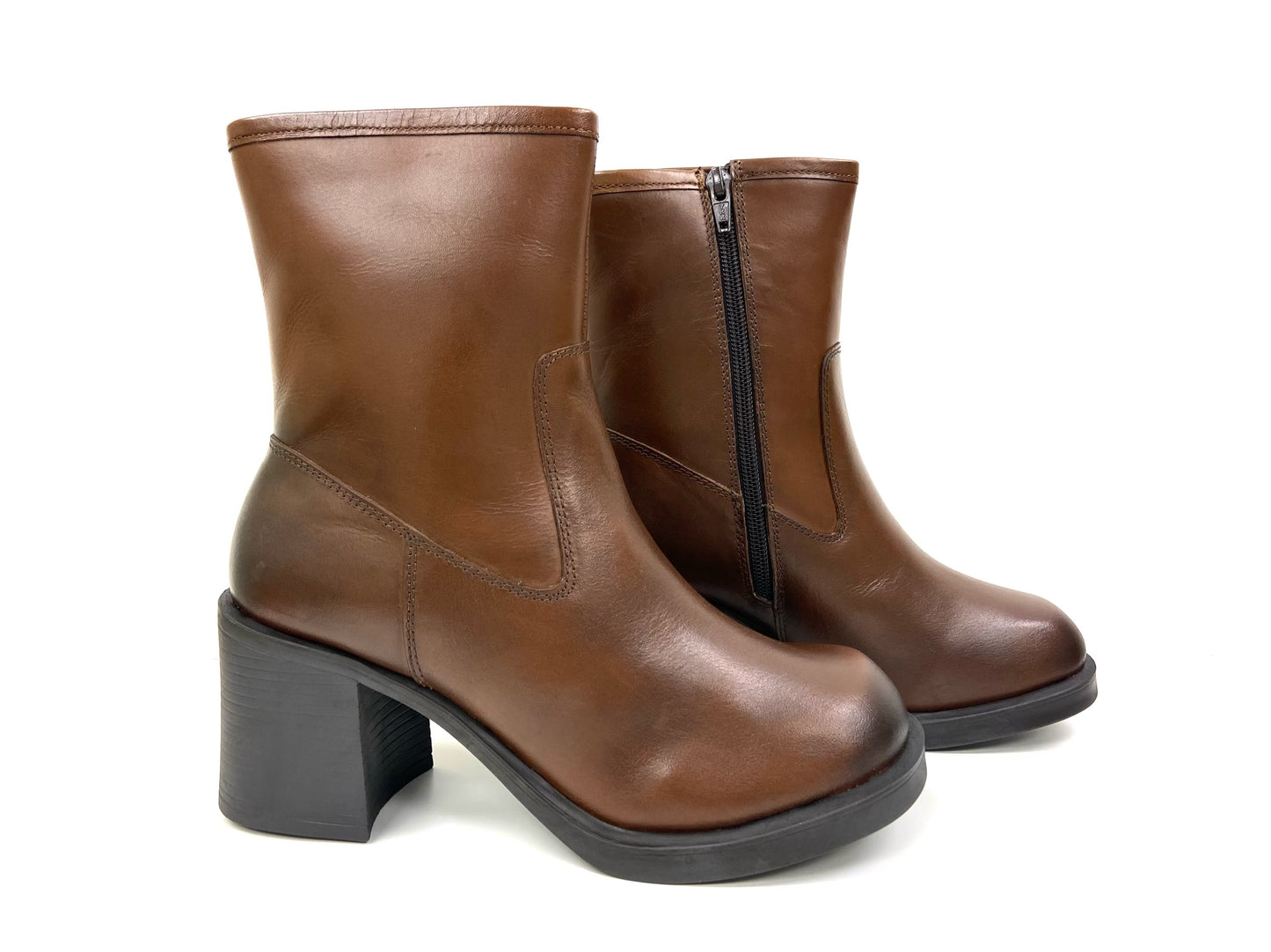 High Square Heel Chunky Zip Boot