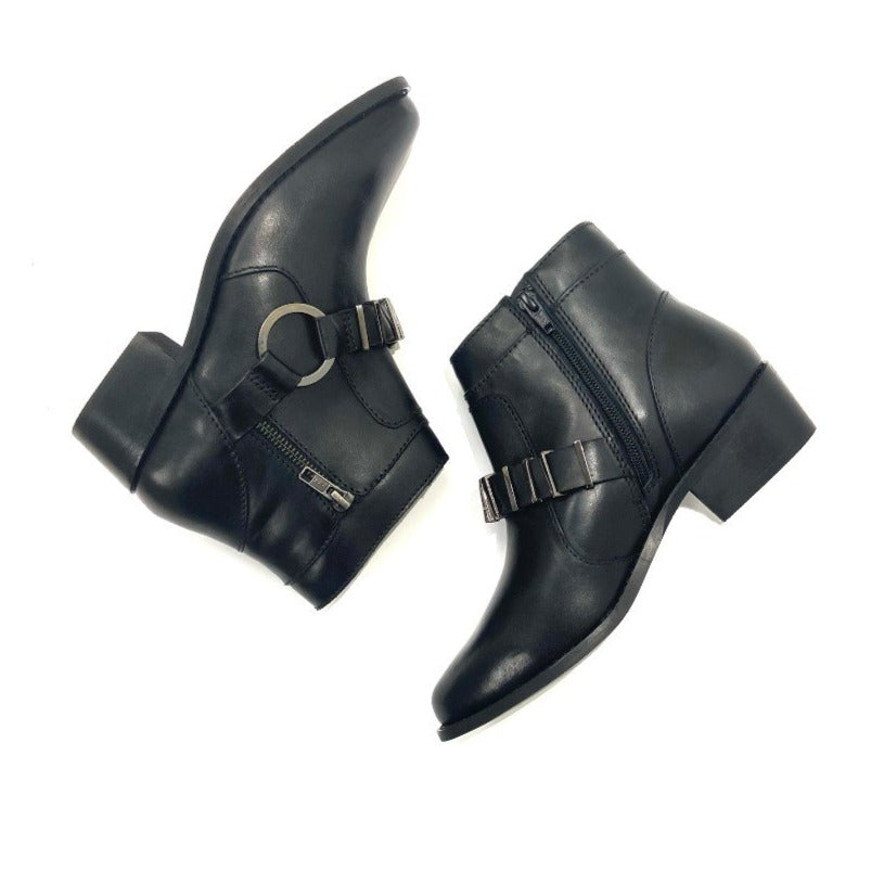 Studded Harness Cowgirl Ankle Boot