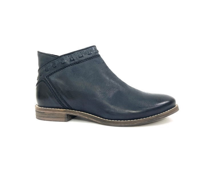 Stacked Low Heel Woven Ankle Boot