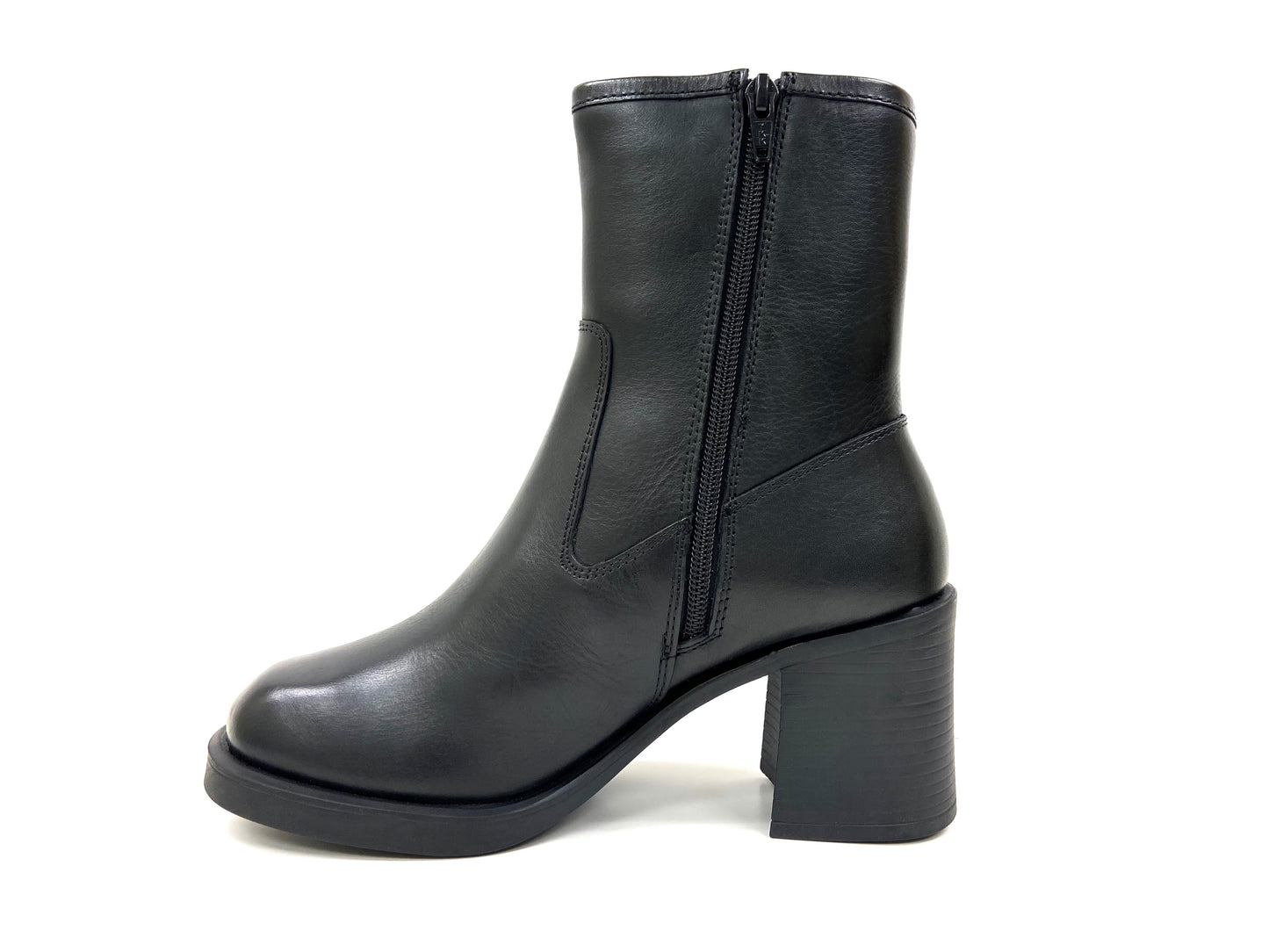 Square Block Heel Platform Zippered Boot