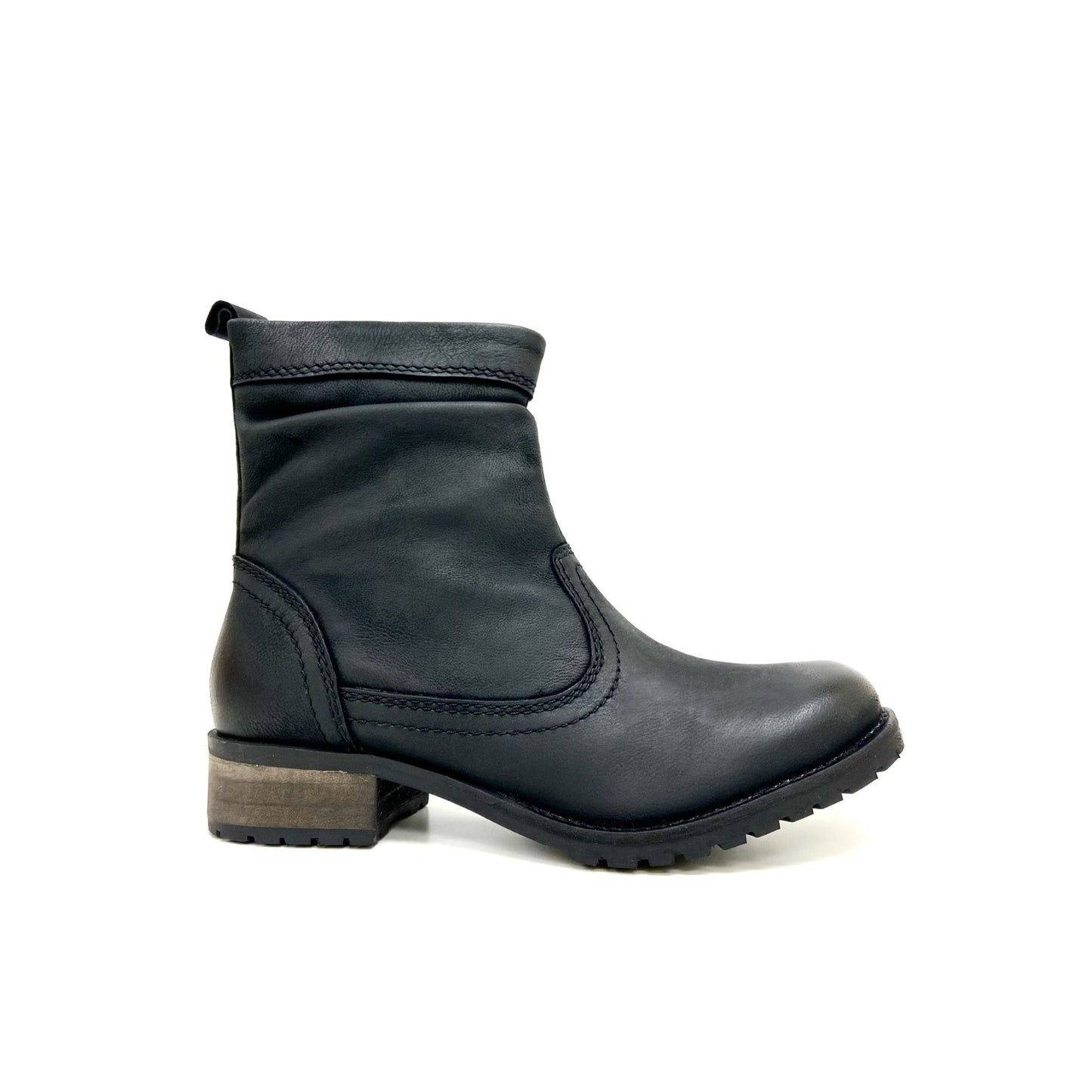 Slouchy Leather Boots Black zip up