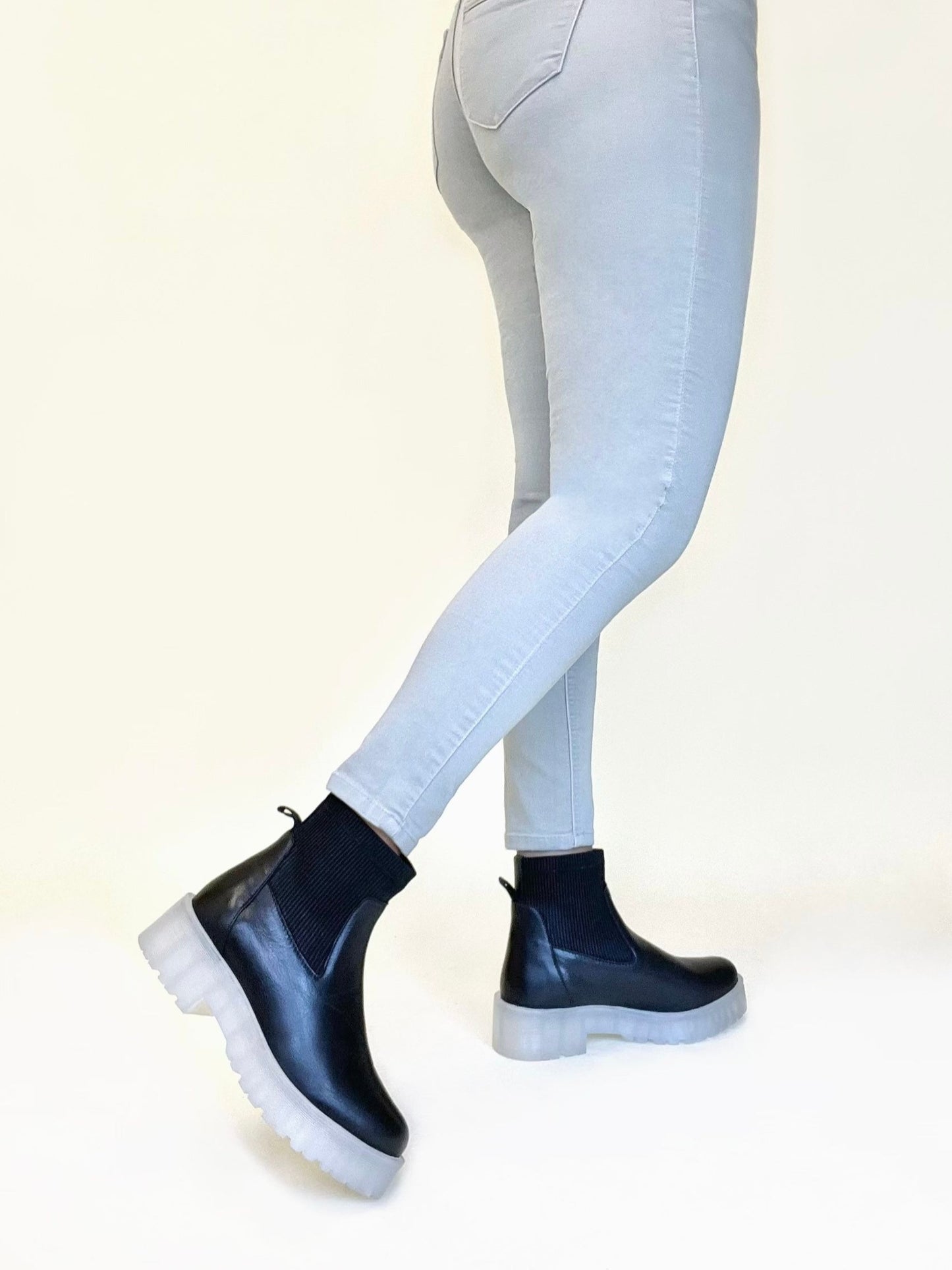 Transparent Heel Chelsea Ankle Boot