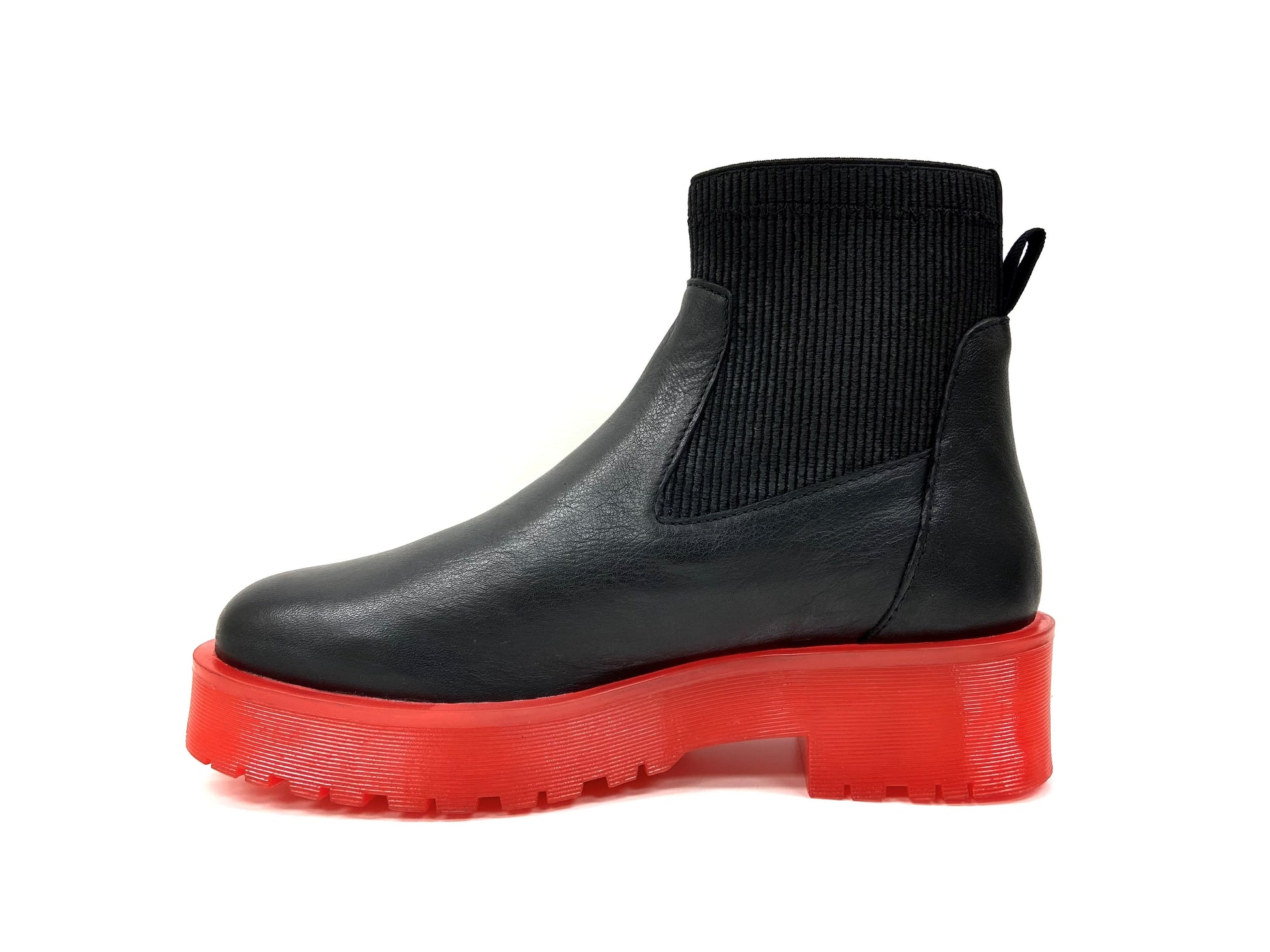 Red Platform Heel Chelsea Ankle Boot