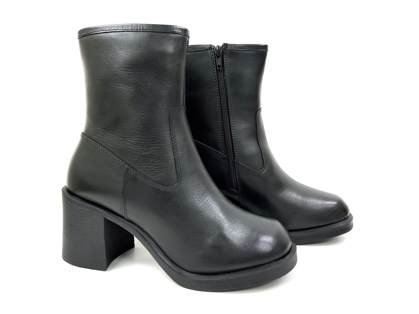 Square Block Heel Platform Zippered Boot